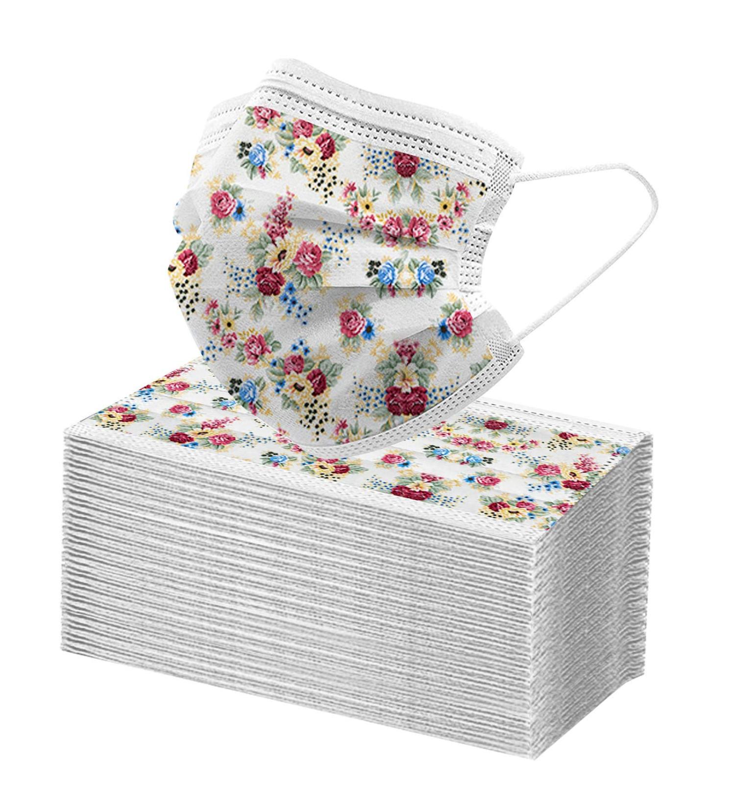 BEIBEIA Fashion Print Disposable_Masks Party Adult 3Ply Breathable Non-Woven Fabric Comfty Face Covering Unisex 100pc-46