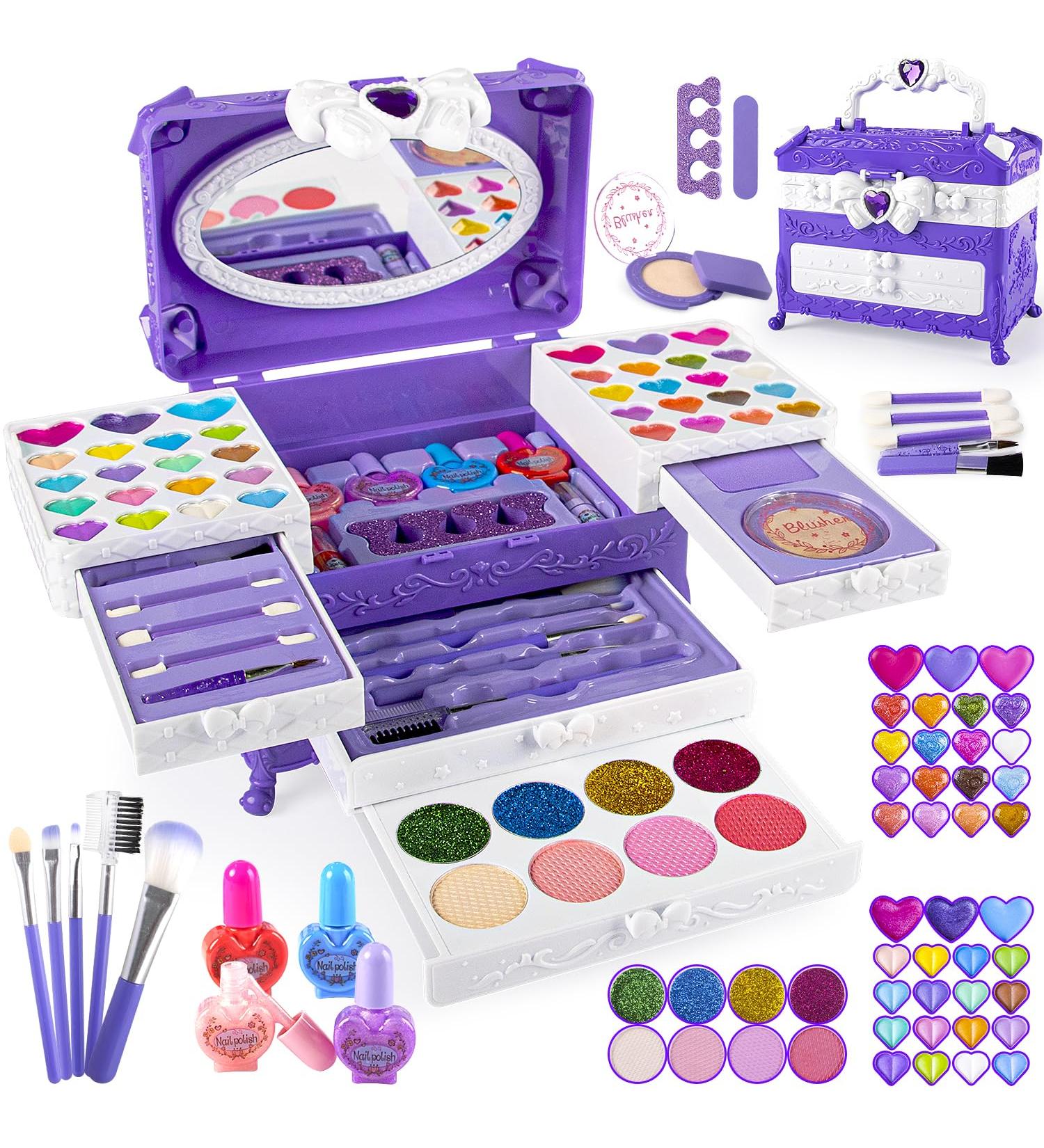 Kids Makeup Set for Girls 4-12 | Washable Make-Up Case & Toys | Perfect Halloween Christmas & Birthday Gifts - Purple - Buy Online on GoSupps.com