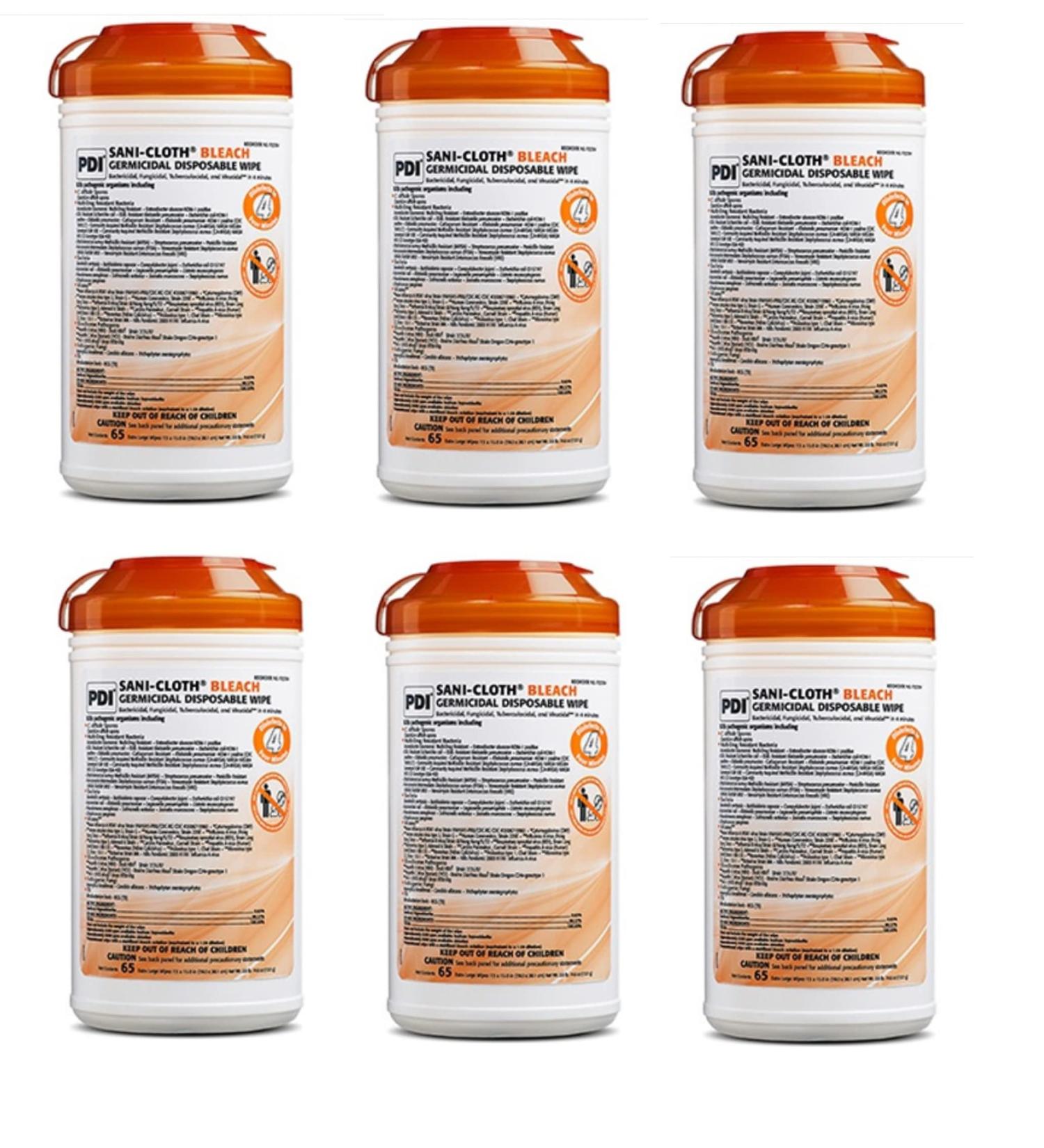 Pdi Sani-Cloth Bleach Germicidal Disposable Wipe X-Large 7 x 15 65 Wipes/can 6 can/cs