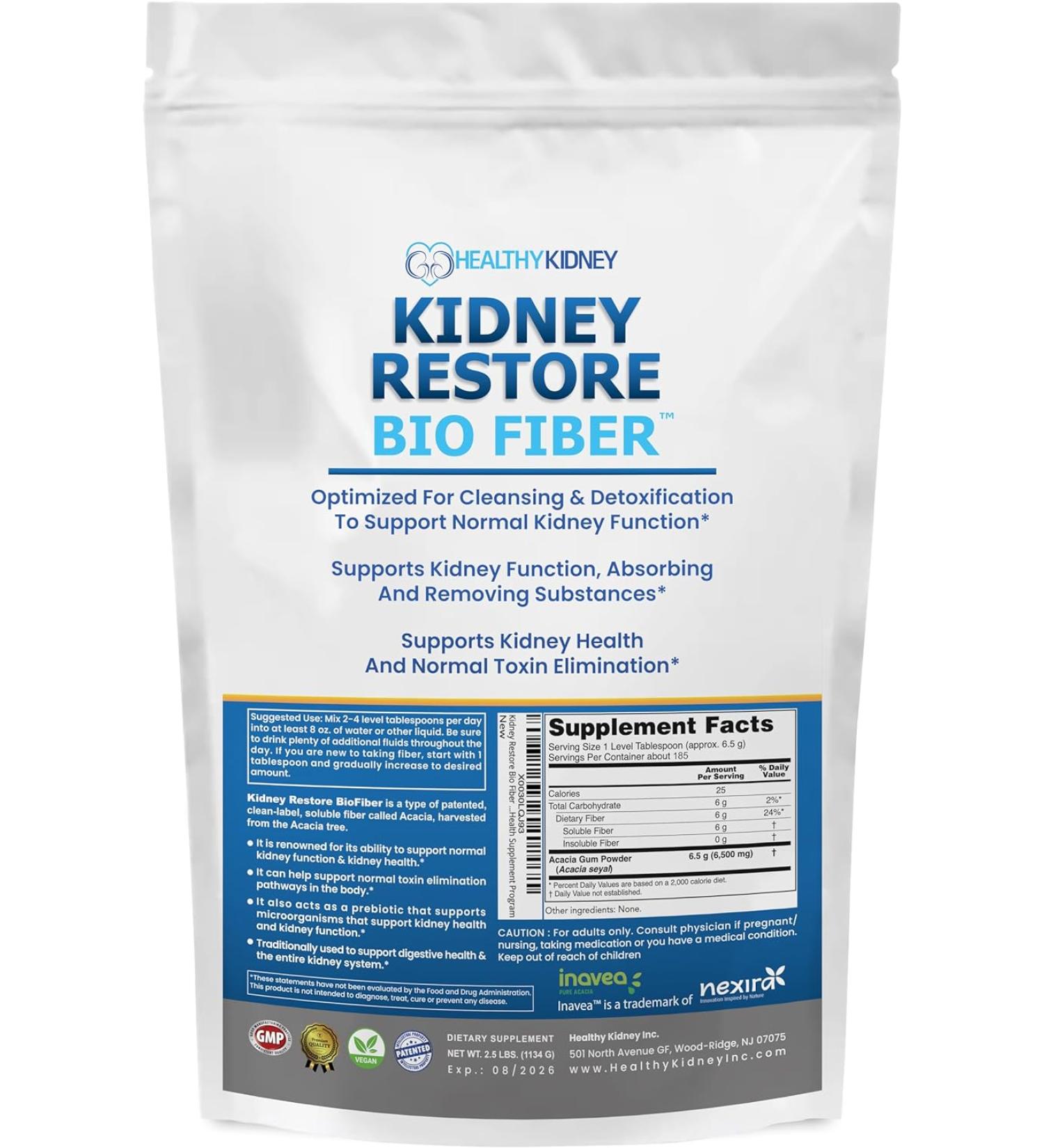Kidney Restore Bio Fiber: Restorative Kidney Support & Cleanse Supplement - 2.5 lb Pack - Buy Online on GoSupps.com