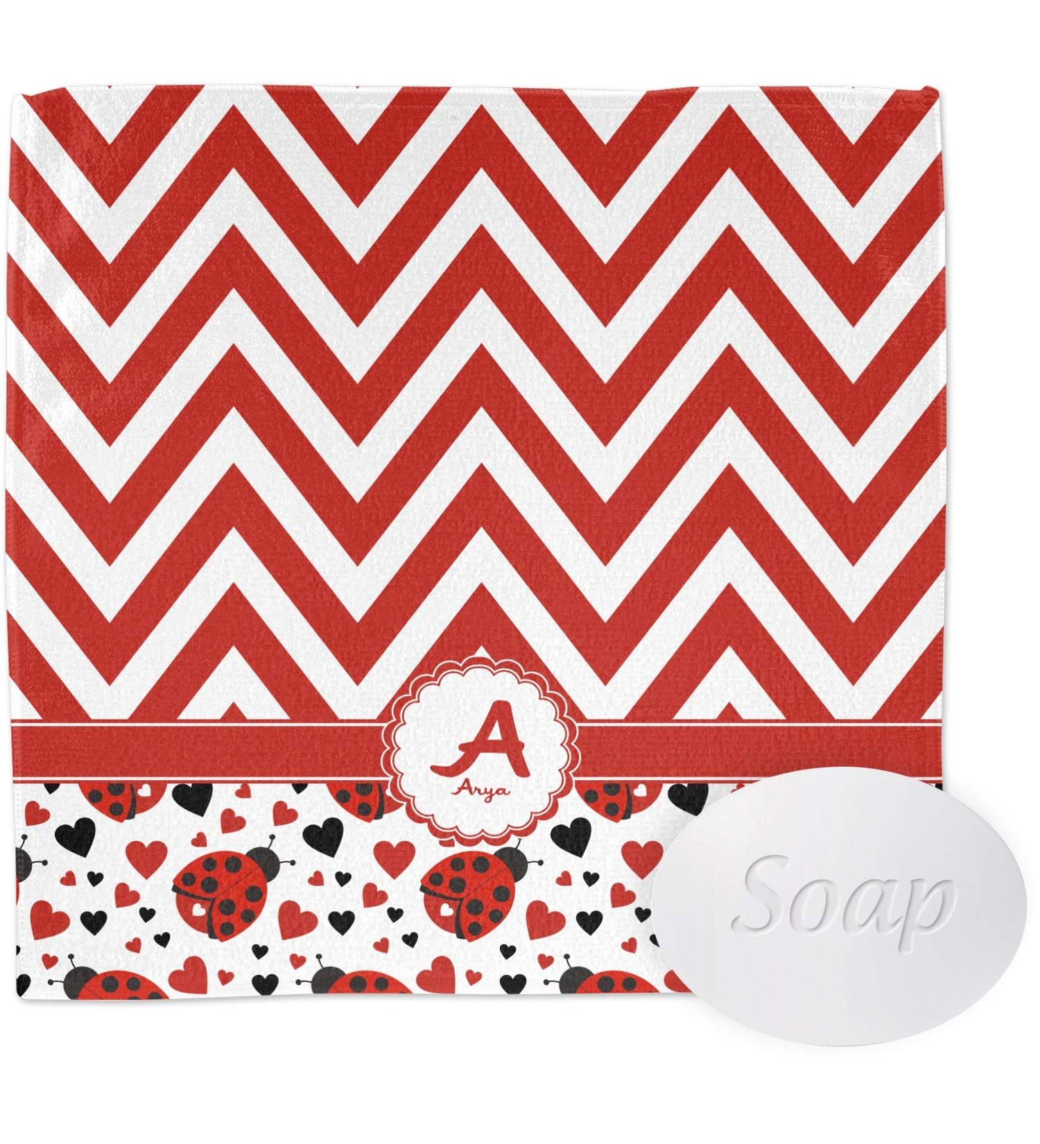 Buy YouCustomizeIt Personalized Ladybugs & Chevron Washcloth - Unique Custom Gift for All Ages - International Shipping Available - Buy Online on GoSupps.com