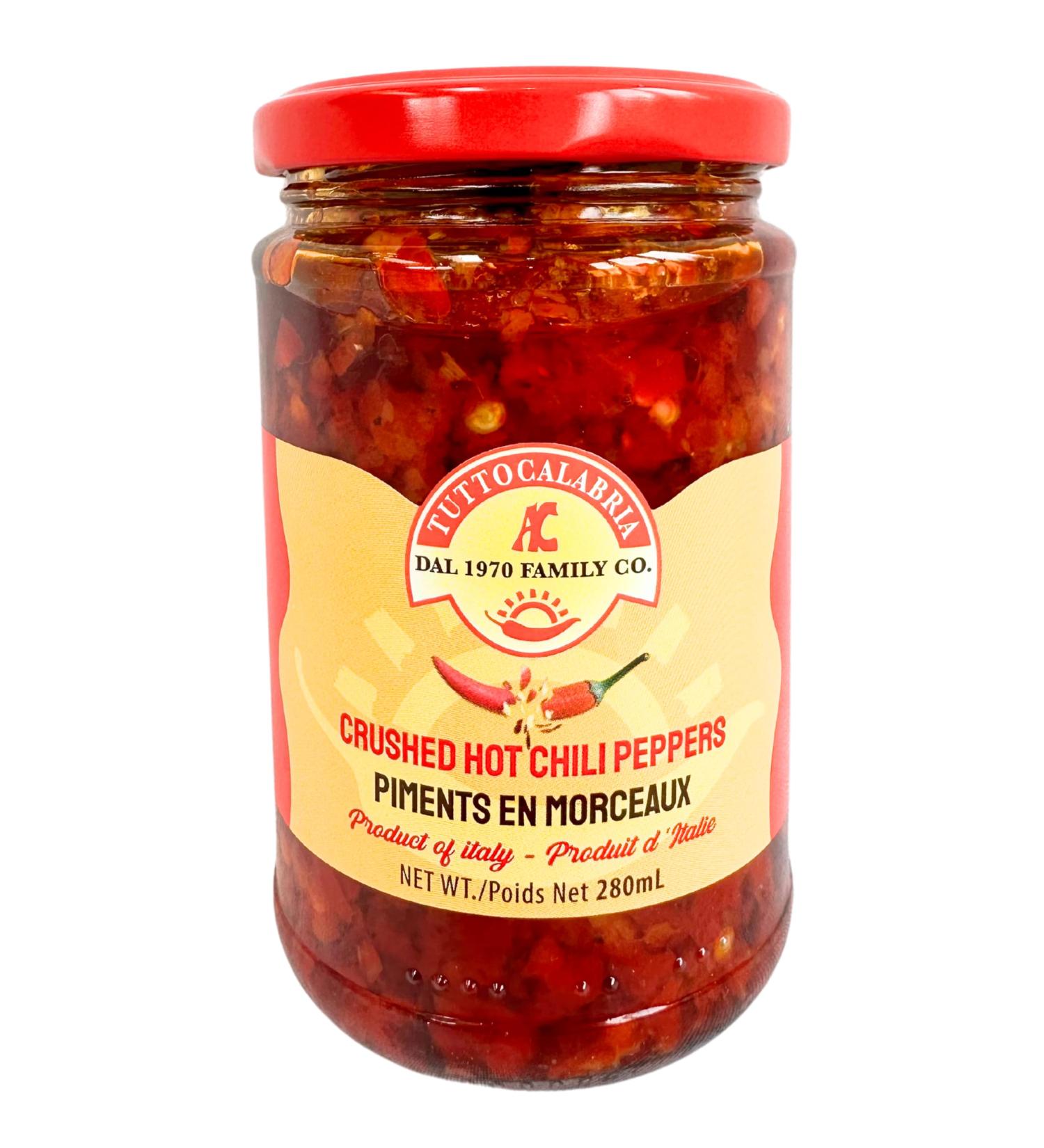 Tutto Calabria Crushed Hot Chili Peppers from Italy 280ml (8.8 Fl Oz) Crushed Chili Peppers - Calabrese Spicy Red Peppers mixed with Basil in Olive Oil - Premium Italian Hot Paste in Oil - Perfect for Sauce Pizza Jelly Pesto Antipasto - Peperoncini - Buy Online on GoSupps.com