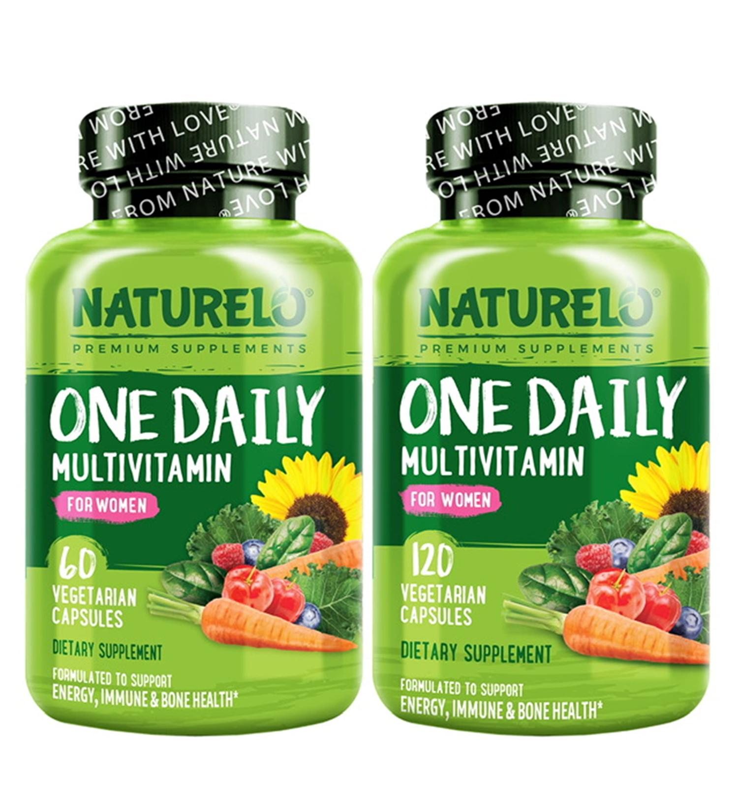 NATURELO Women's Energy Support Multivitamin - Whole Food Supplement for Hair, Skin, Nails - Non-GMO, Gluten Free - 60 Capsules x 2 | 2 Month Supply - Buy Online on GoSupps.com