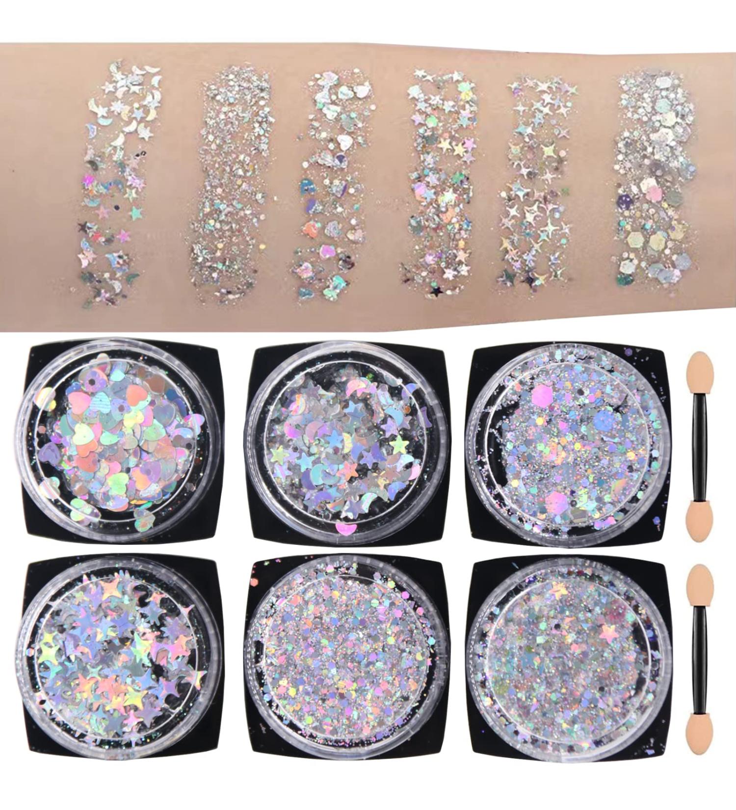 6 Colors Glitter Makeup - Face Body & Hair Sequin for Festivals Parties & Clubs - Buy Online on GoSupps.com
