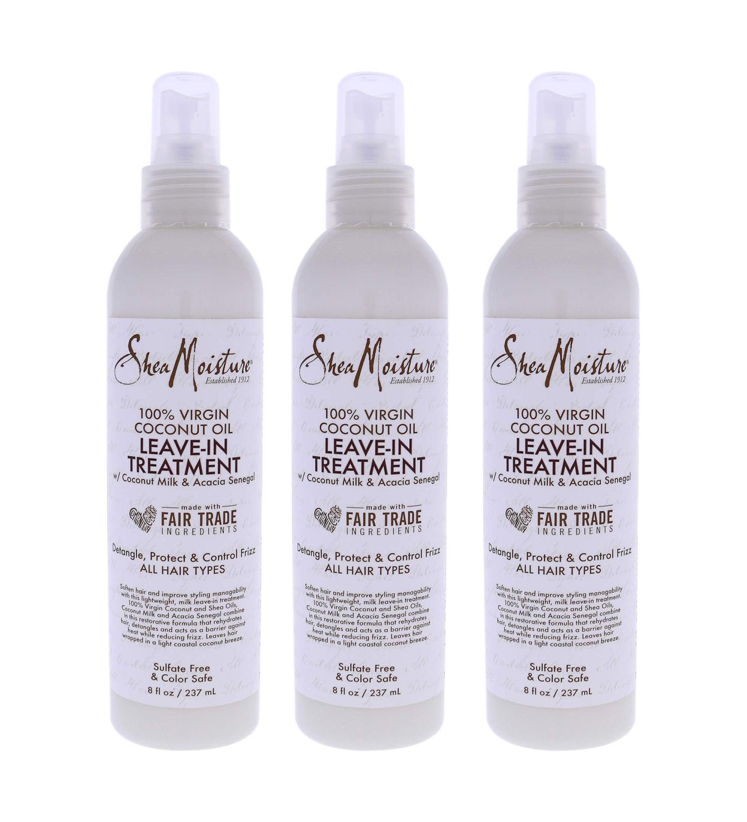 SHEA MOISTURE 100% Virgin Coconut Oil Leave-In Treat 8 Ounce (237ml) (3 Pack)