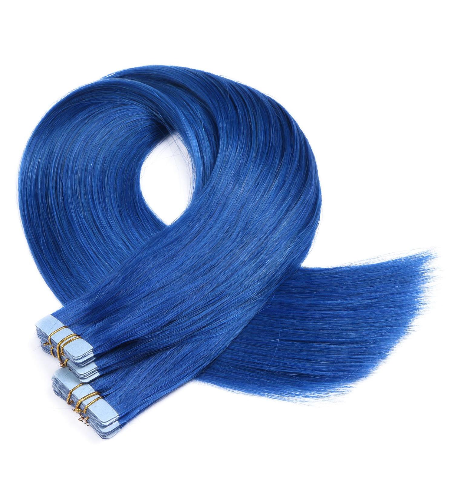Buy Blue Tape-In Hair Extensions - 70cm - 100% Remy Real Hair - 60 Tresses | Novon Hair Extensions - Buy Online on GoSupps.com