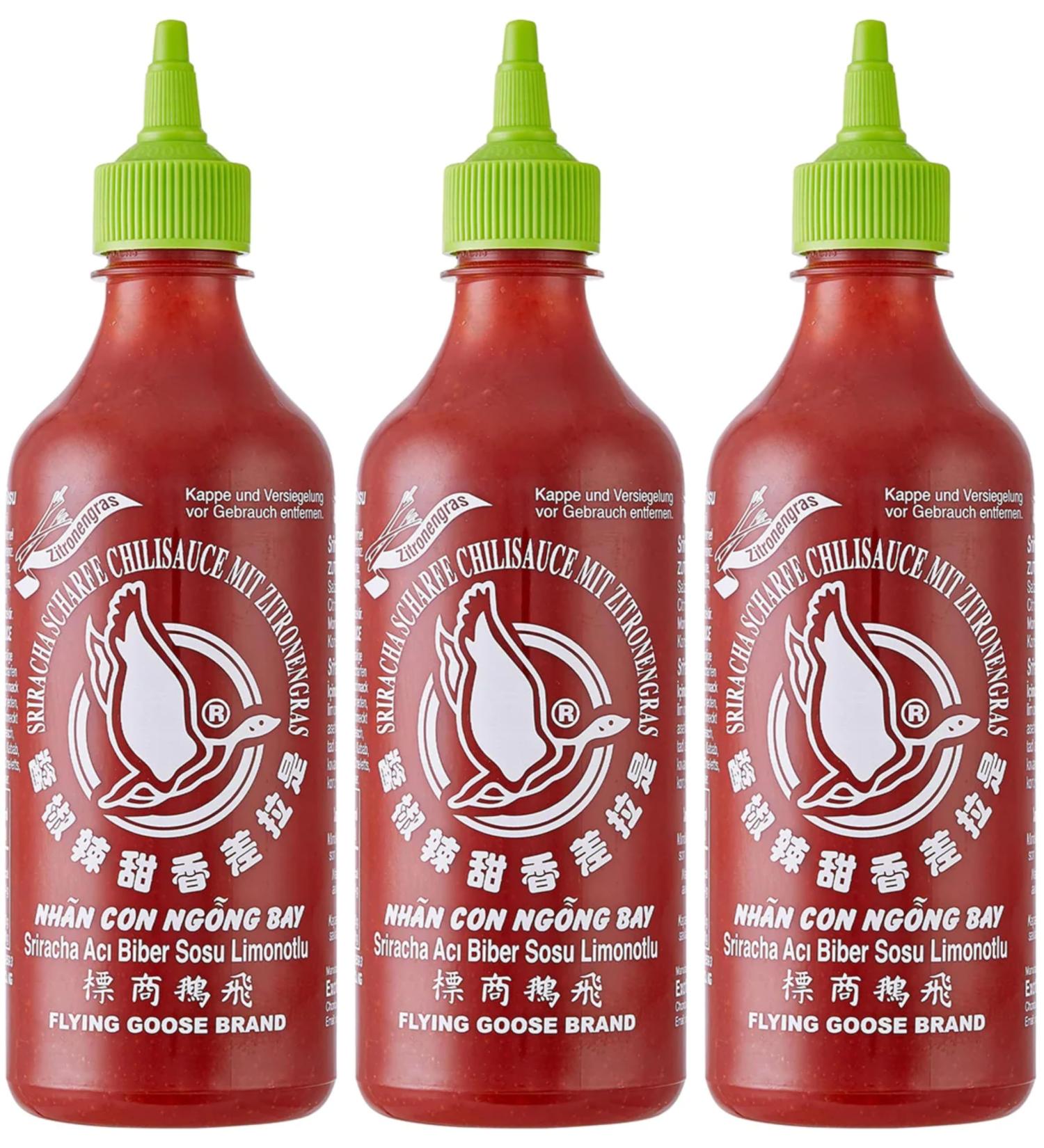 Flying Goose Chilli Sauce Extra Lemongrass 455ml Trio Bundle - Authentic Thai Flavour - Spicy Condiment for Cooking and Dipping - Buy Online on GoSupps.com