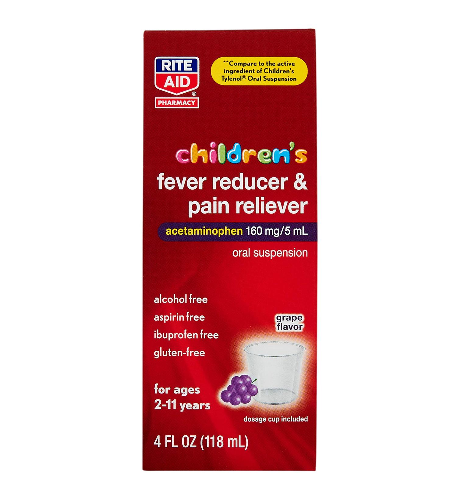 Rite Aid Children's Acetaminophen Grape 160mg - 4oz | Pain & Fever Relief for Kids 2-11 | Children's Cold Medicine - Buy Online on GoSupps.com