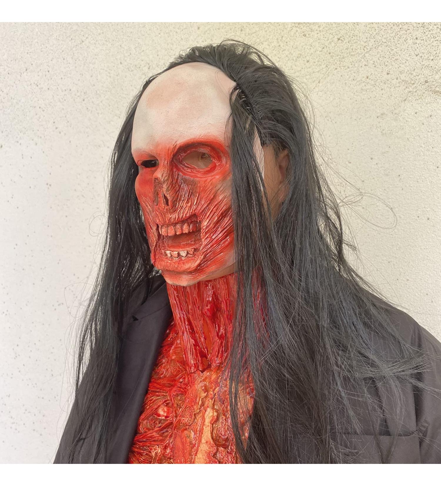 Long Hair Ghost Horror Devil Mask Halloween Mask Scary Challenge Games Evil Costume Halloween Cosplay Party Decoration Props - Buy Online on GoSupps.com