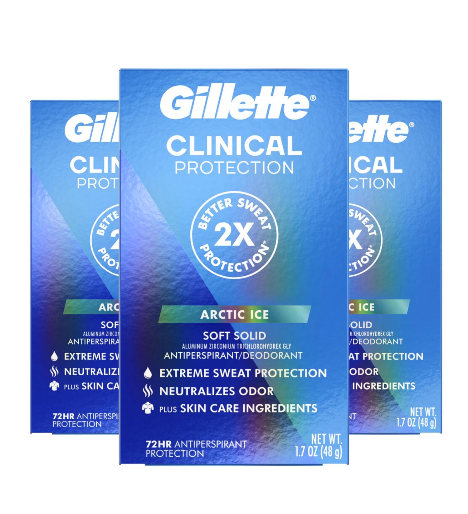Gillette Clinical Antiperspirant and Dedorant for Men Arctic Ice 1.7oz (Pack of 3) Artic Ice (Pack of 3) 1.7 Ounce (Pack of 3) - Buy Online on GoSupps.com