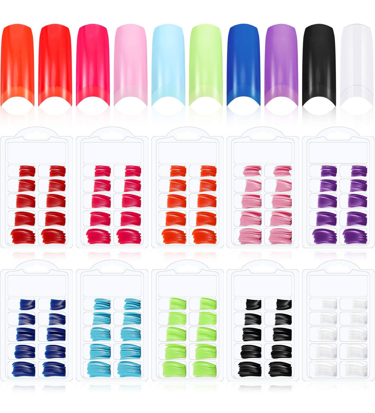 1000 Pieces Colorful French False Acrylic Gel Nails - Full Cover Fake Nails Set for Nail Salons and DIY - 10 Boxes Press on Nail Tips - Buy Online on GoSupps.com