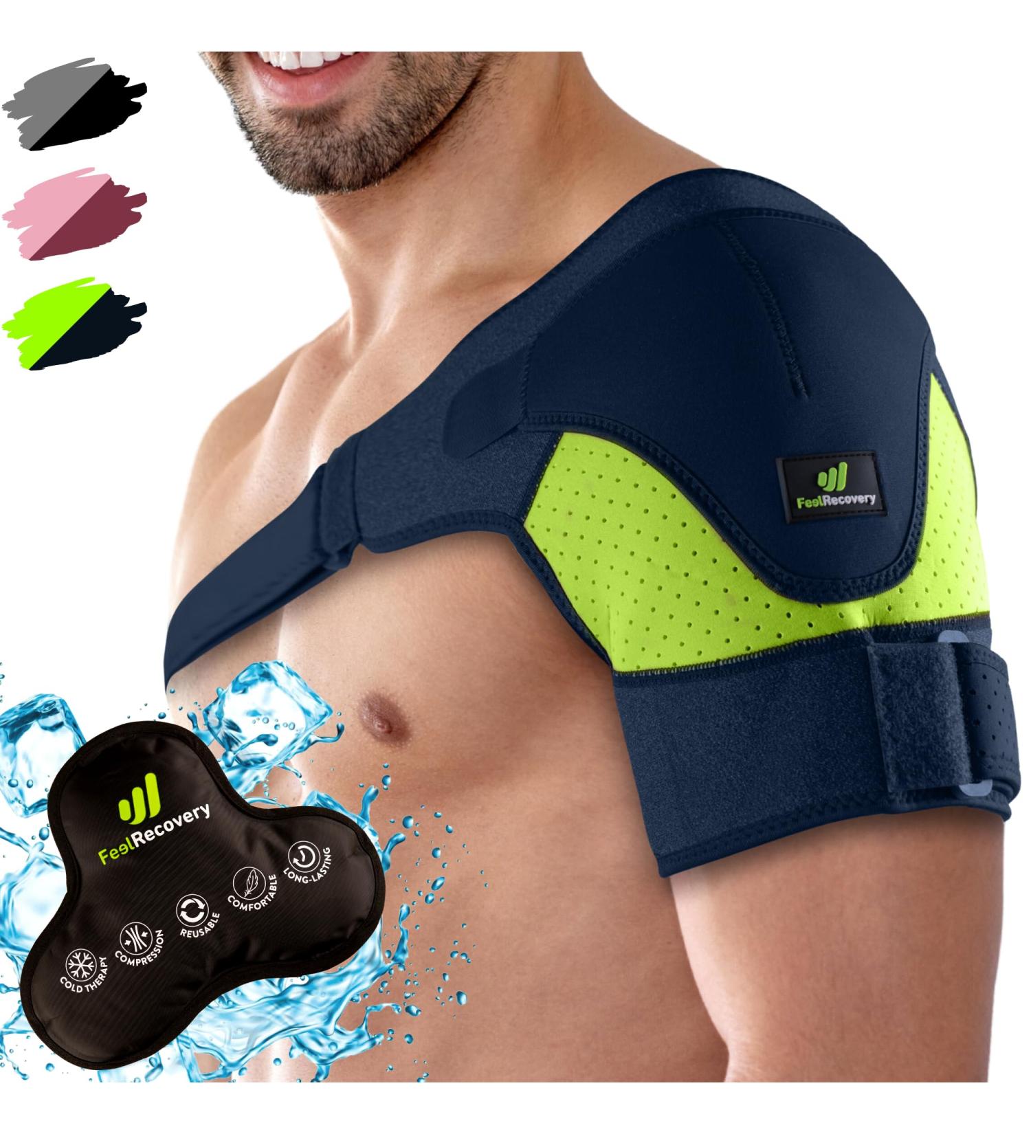 Sport Shoulder Bandage for Men & Women - Adjustable Neoprene Cold/Heat Therapy Pads for Rotator Cuff Support - L/XL Green - International Shipping Available - Buy Online on GoSupps.com