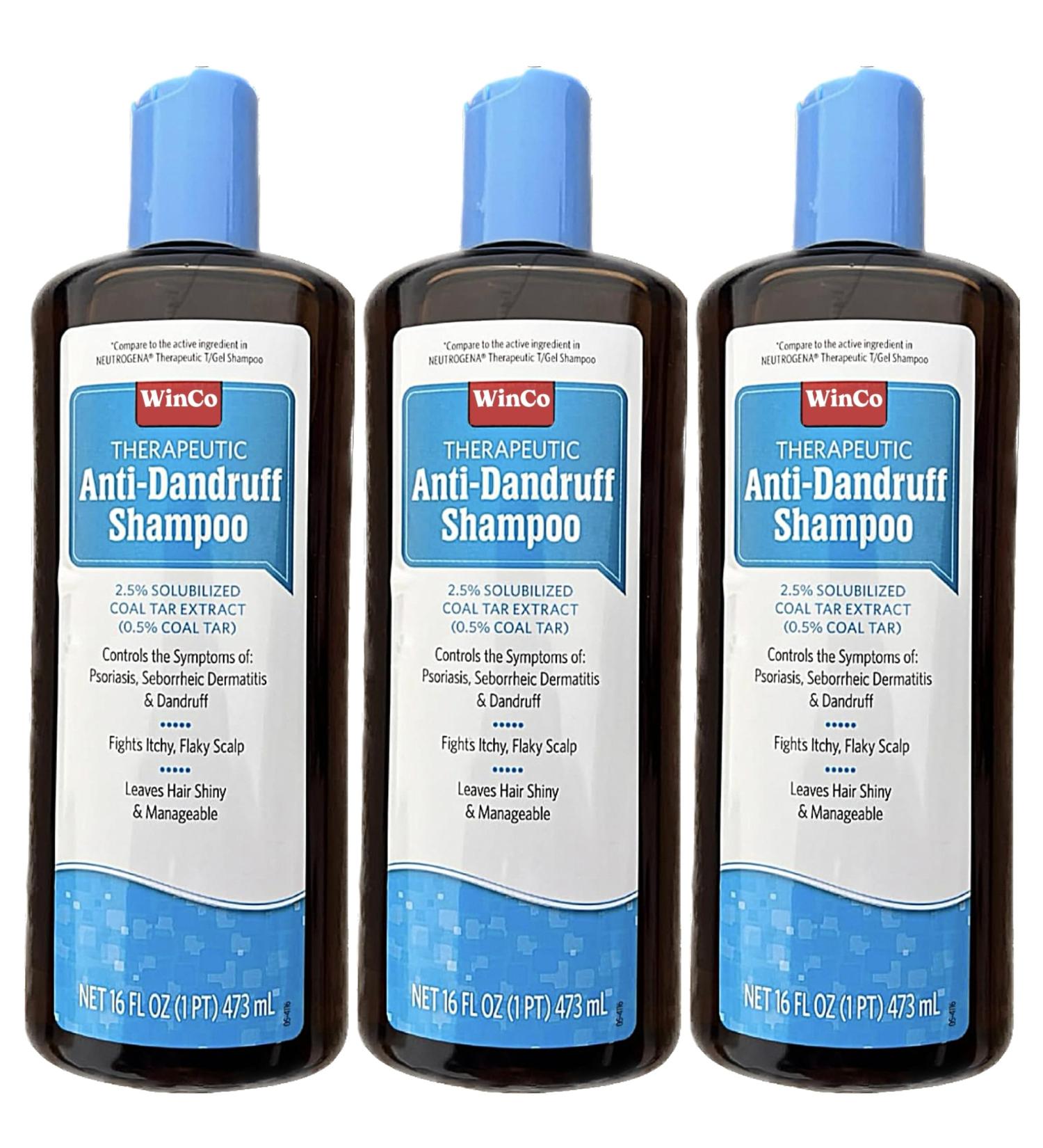 3 Pack Therapeutic Coal Tar Gel Shampoo Anti Dandruff - Psoriasis Seborrheic Dermatitis 16 oz each Bottle - Large Size - T Gel
