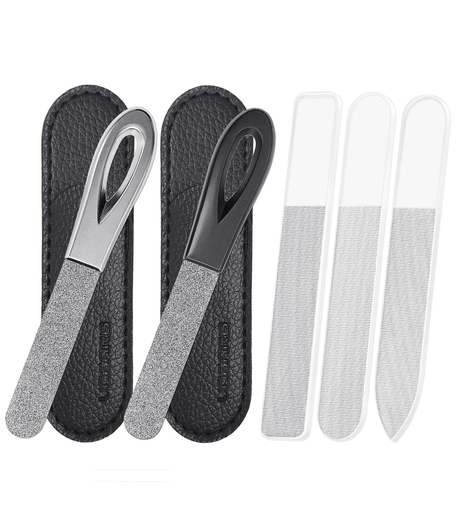 VOGARB 3pcs Glass Nail File and 2pcs Metal Nail Files Set for Natural Nails 3.6'' Pocket Size Manicure Pedicure Grooming for Finger & Toe Nail Care Salon Home Travel (5pcs Set) - Buy Online on GoSupps.com