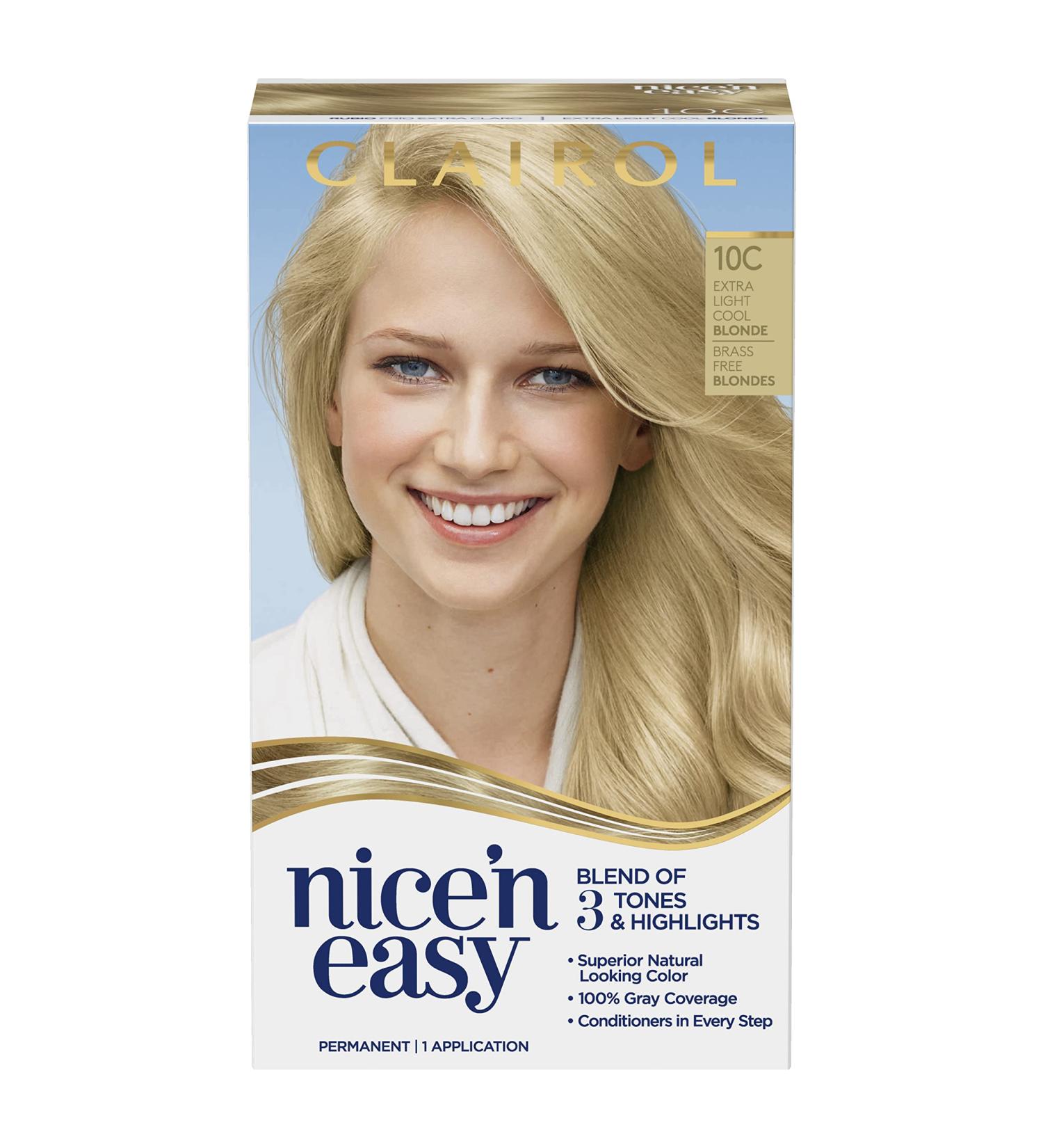 Clairol Nice'n Easy 10C Extra Light Cool Blonde Permanent Hair Dye - 6.26 Fl Oz - Buy Online on GoSupps.com