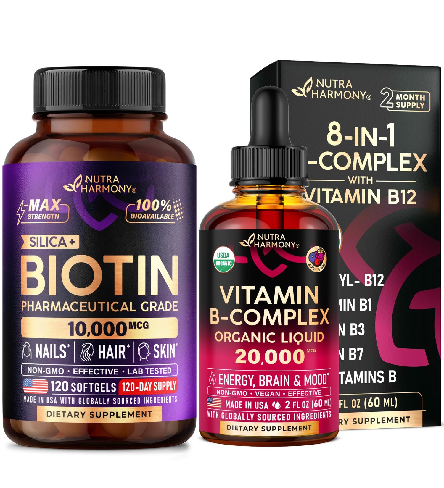 NUTRAHARMONY Biotin Softgels & Vitamin B-Complex Drops
