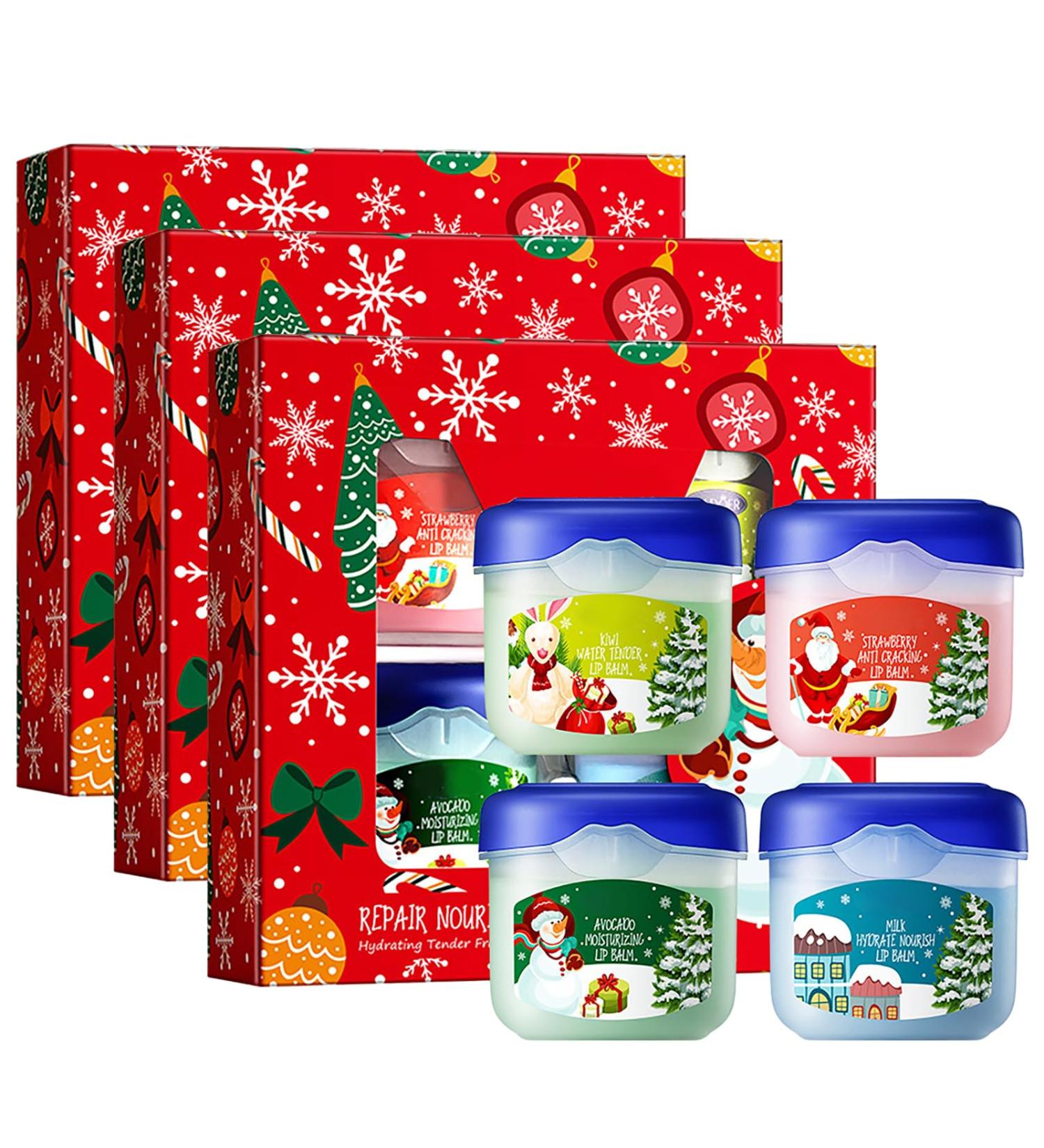 Lip Balm Bulk Gifts for Women 4 Pack Christmas Lip Care Set with 4 Festive Flavors Holiday Stocking Stuffers for Her Friends Employees Party Favors (3 Set) - Buy Online on GoSupps.com