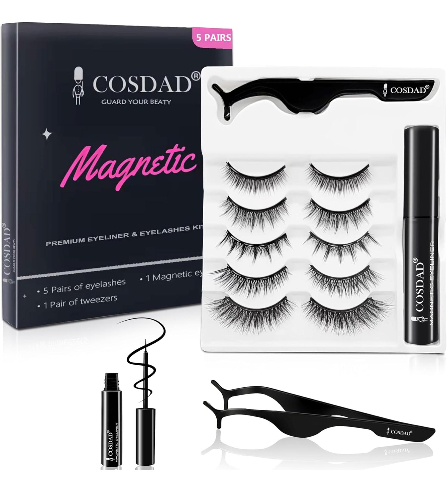 COSDAD Magnetic Eyelashes with Eyeliner - Black - 7 Piece Set - Buy Online on GoSupps.com