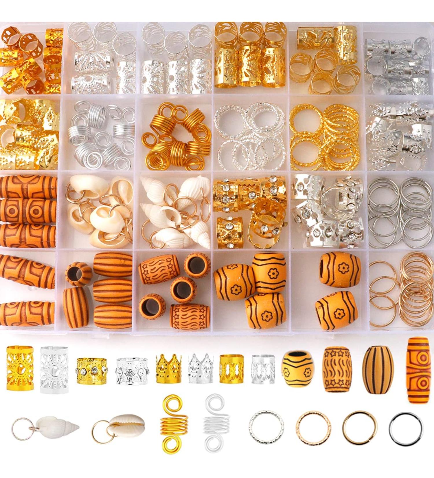 175 Pcs Hair Jewelry for Locs Dreadlock - Metal Hair Cuffs, Rings, Beads, and Clips - Braid Accessories - Buy Online on GoSupps.com