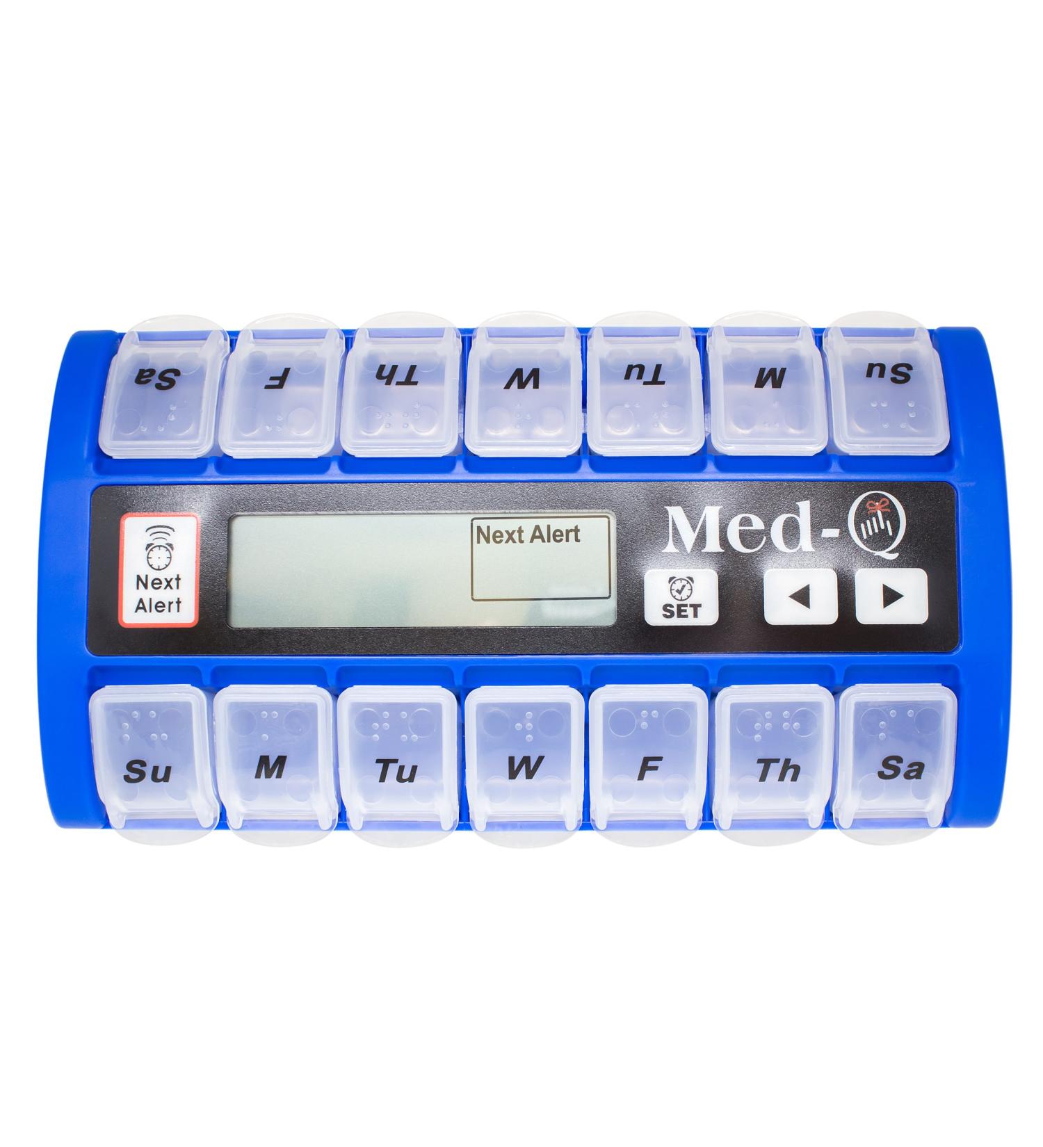 Buy Digital Pill Box Organizer with 2 Beep Reminder & LED Alert - Blue | International Shipping Available - Buy Online on GoSupps.com