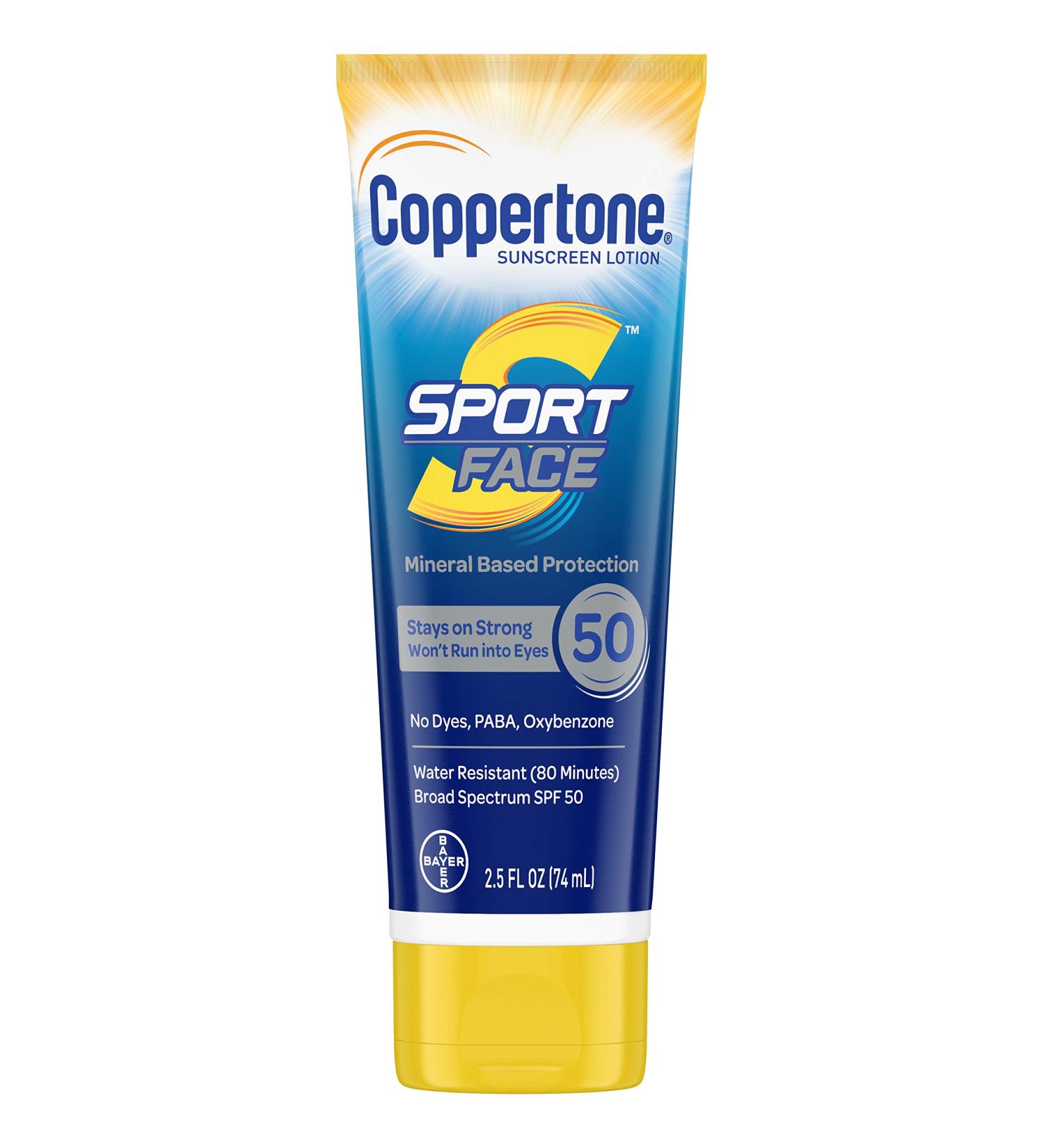 Coppertone Sport Face Sunscreen Lotion SPF 50 - 2.5 fl oz | High Protection for Active Lifestyles - Buy Online on GoSupps.com