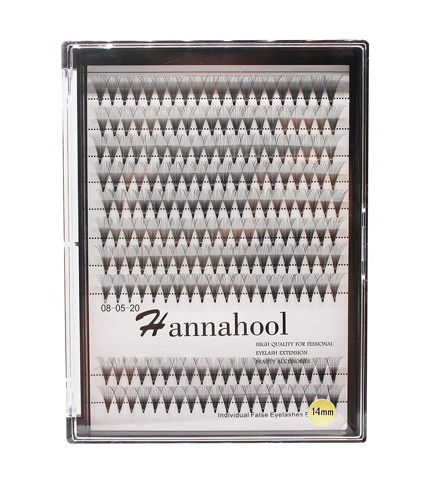 Hannahool 20D Natural Long Individual False Eyelashes Cluster | 0.07mm D Curl Volume Fans Extensions | Soft Lightweight Dramatic Look | 12mm - Buy Online on GoSupps.com