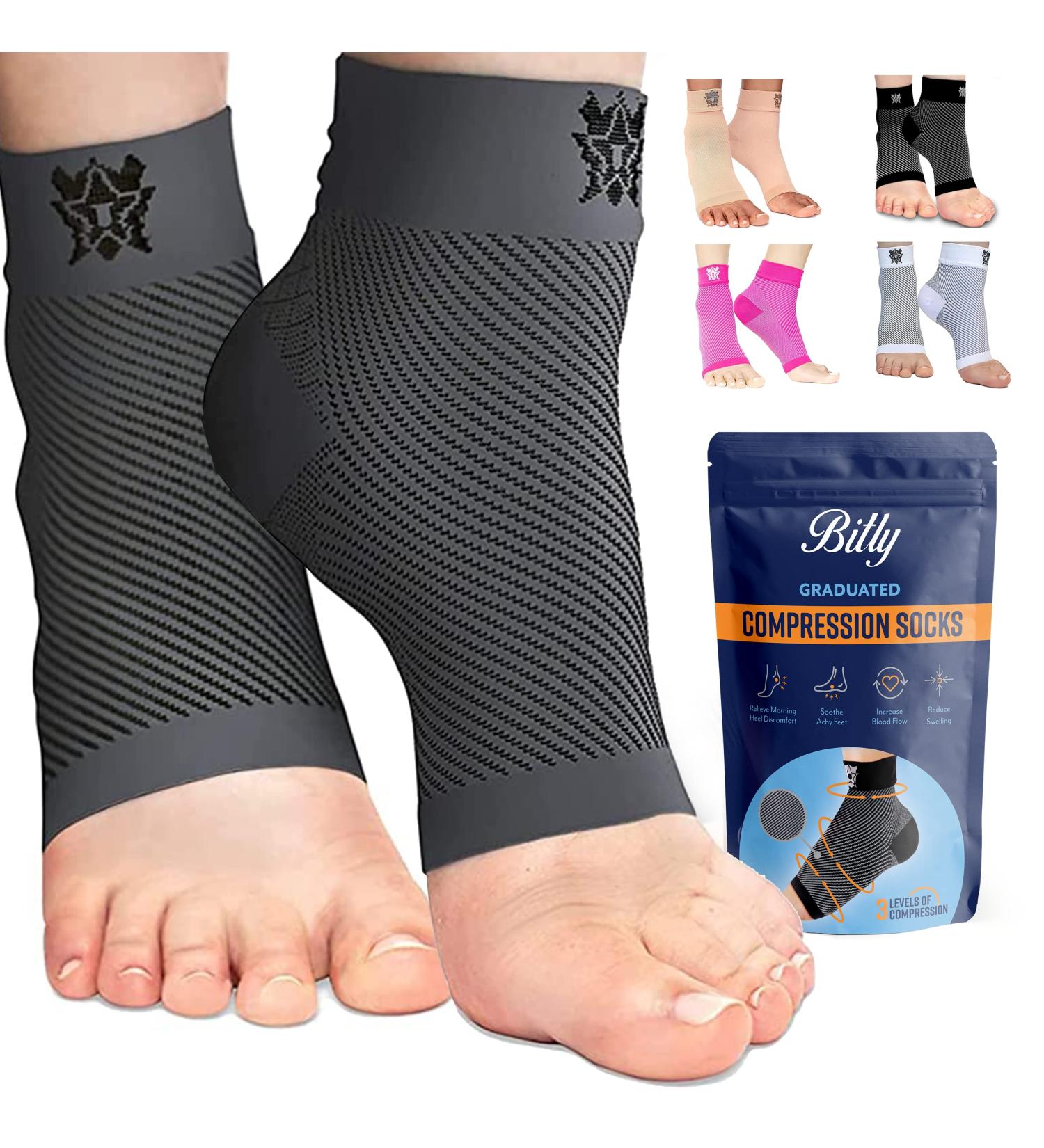 Bitly Ankle Brace - Compression Sleeve for Heel & Ankle Pain Relief - Neuropathy Nano Socks (Gray, Small) - Buy Online on GoSupps.com