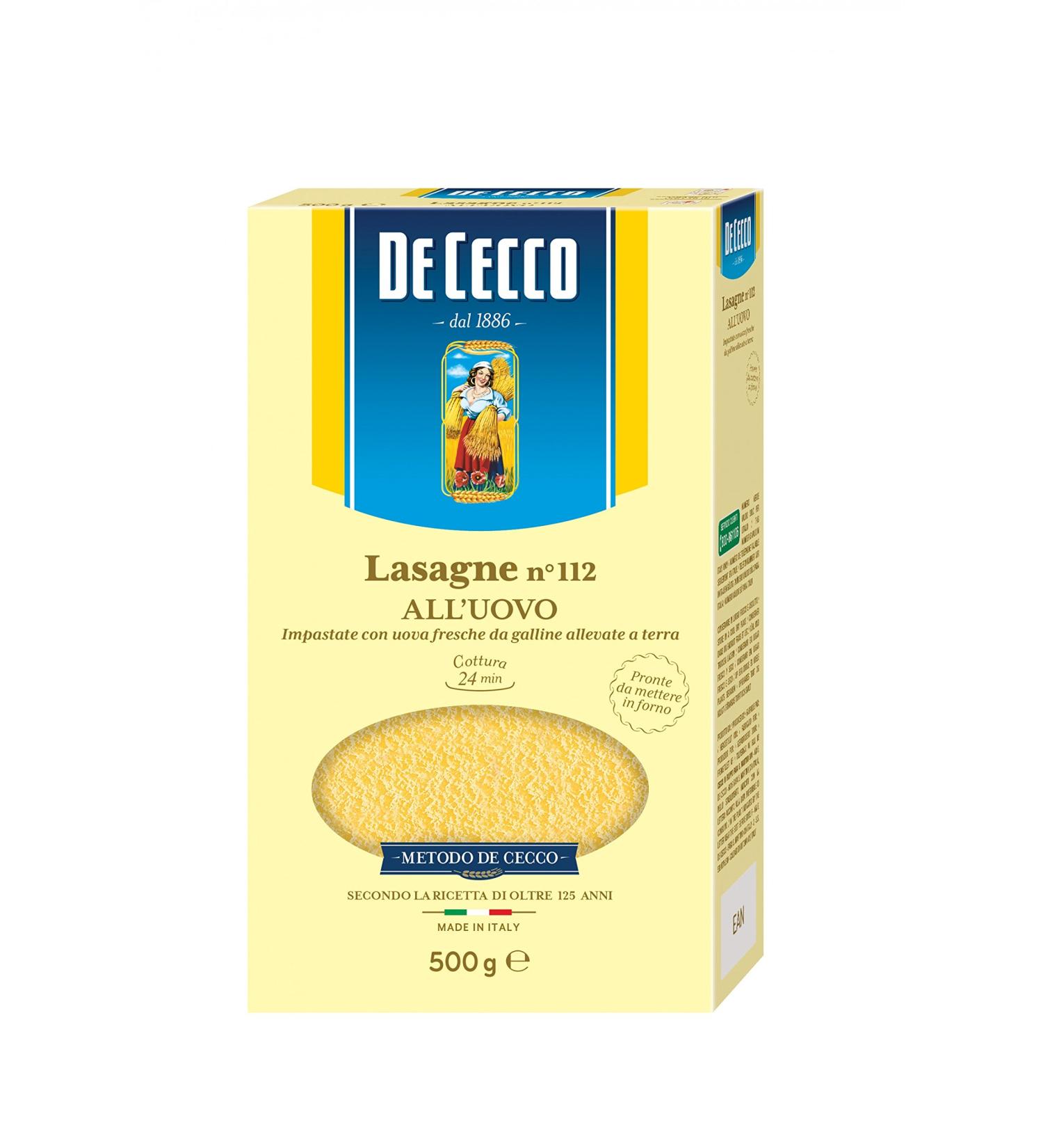 10x De Cecco Egg Lasagne Pasta No 112 Ei Lasagne 500g