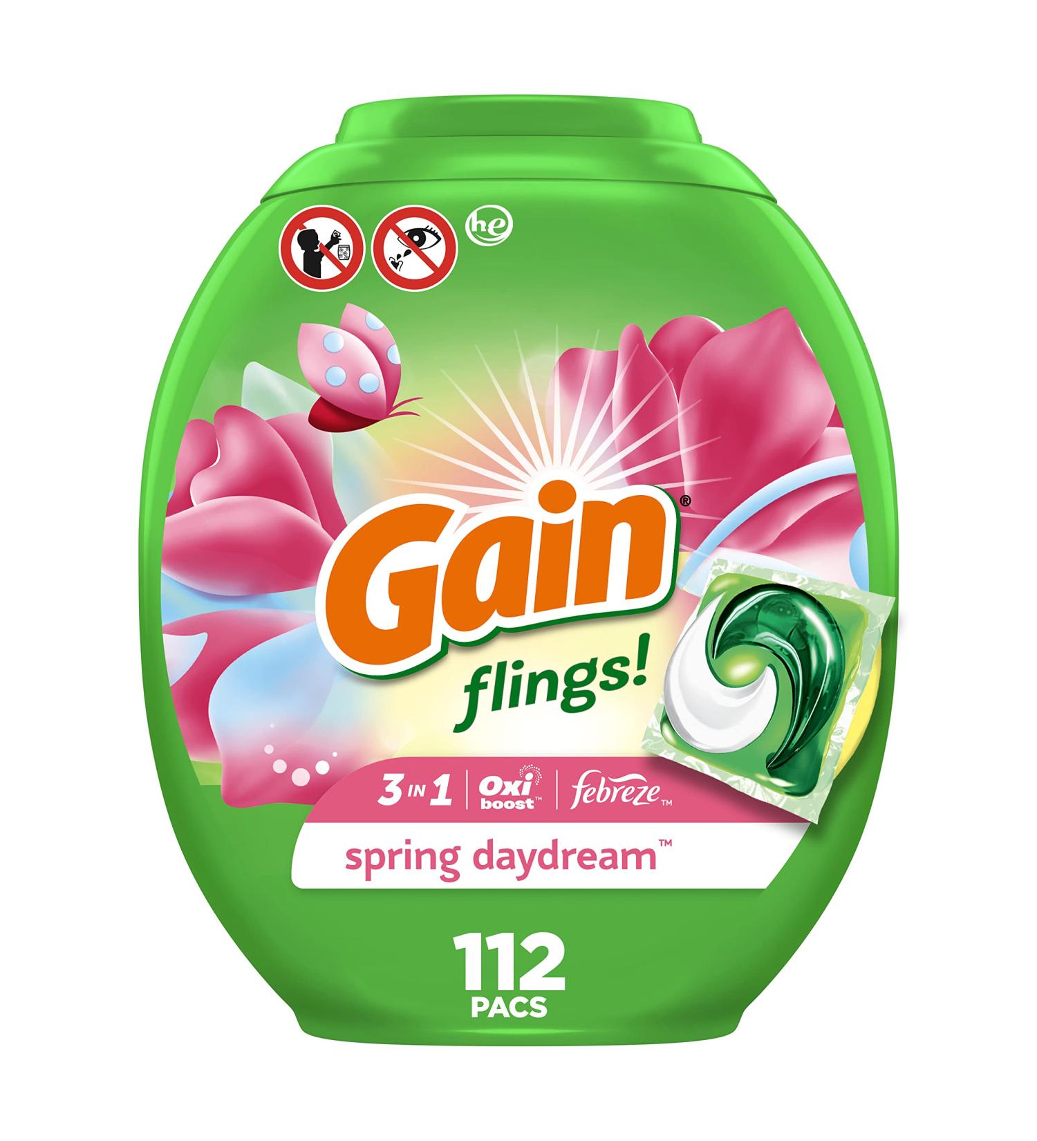 Gain Flings Laundry Detergent Pacs 112 Count - Spring Daydream Scent, HE Compatible - Buy Online on GoSupps.com
