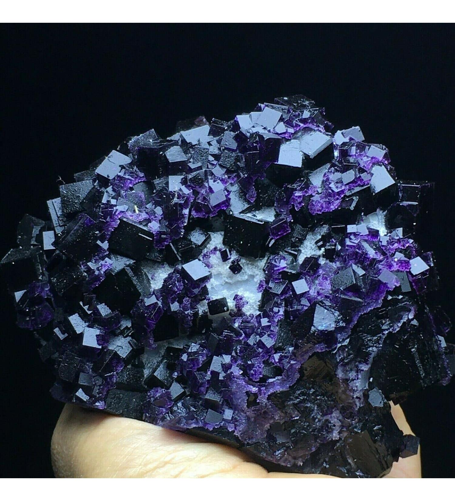 881 Natural Cube Deep Purple Fluorite Crystal Cluster Specimen/China Crystal Cluster - Buy Online on GoSupps.com