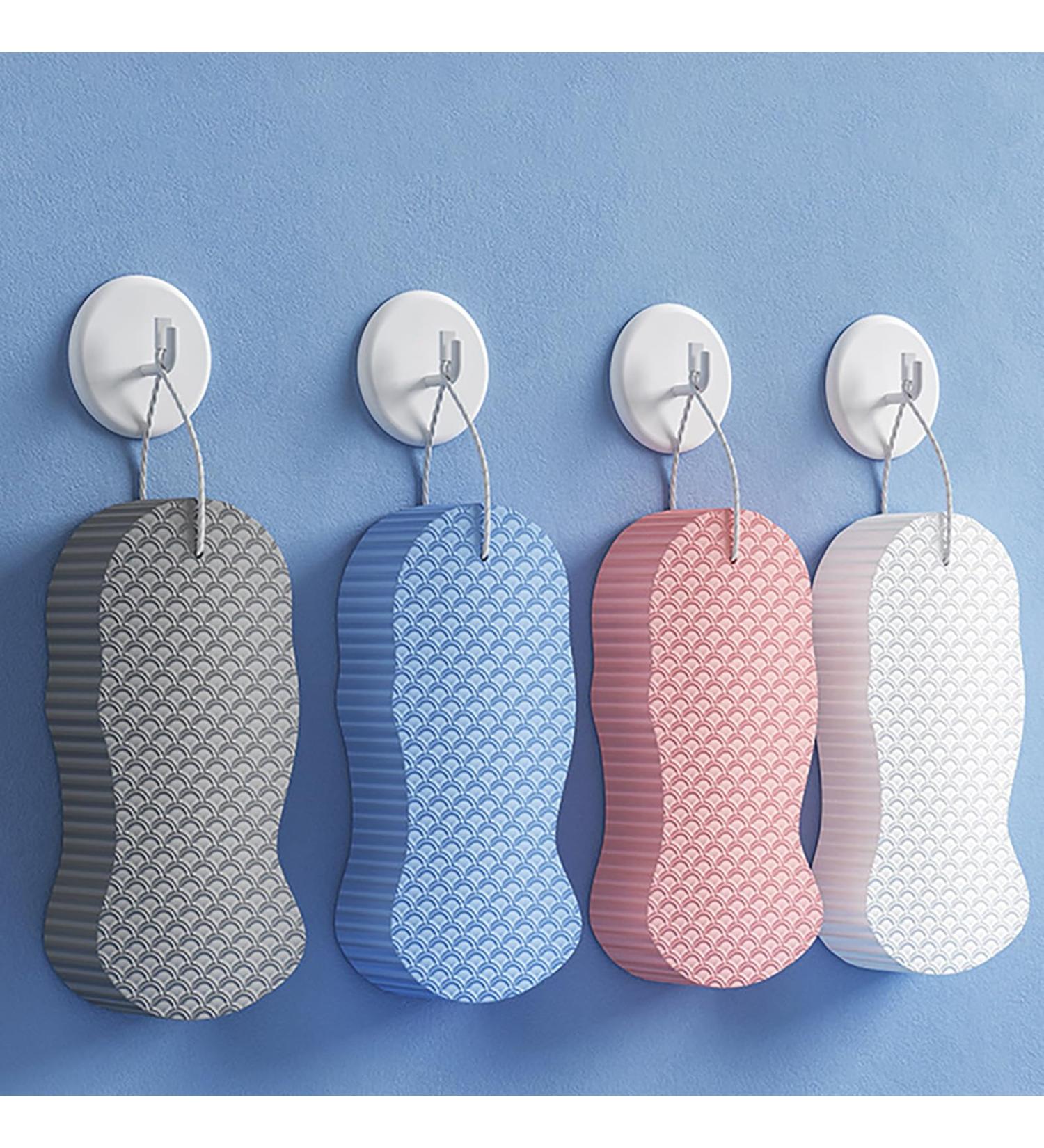 Efficient Exfoliating Sponge Set - 4 Super Soft Reusable 3D Bath Sponges for Face Feet & Body - Ideal for Adults & Babies | International Shipping Available - Buy Online on GoSupps.com