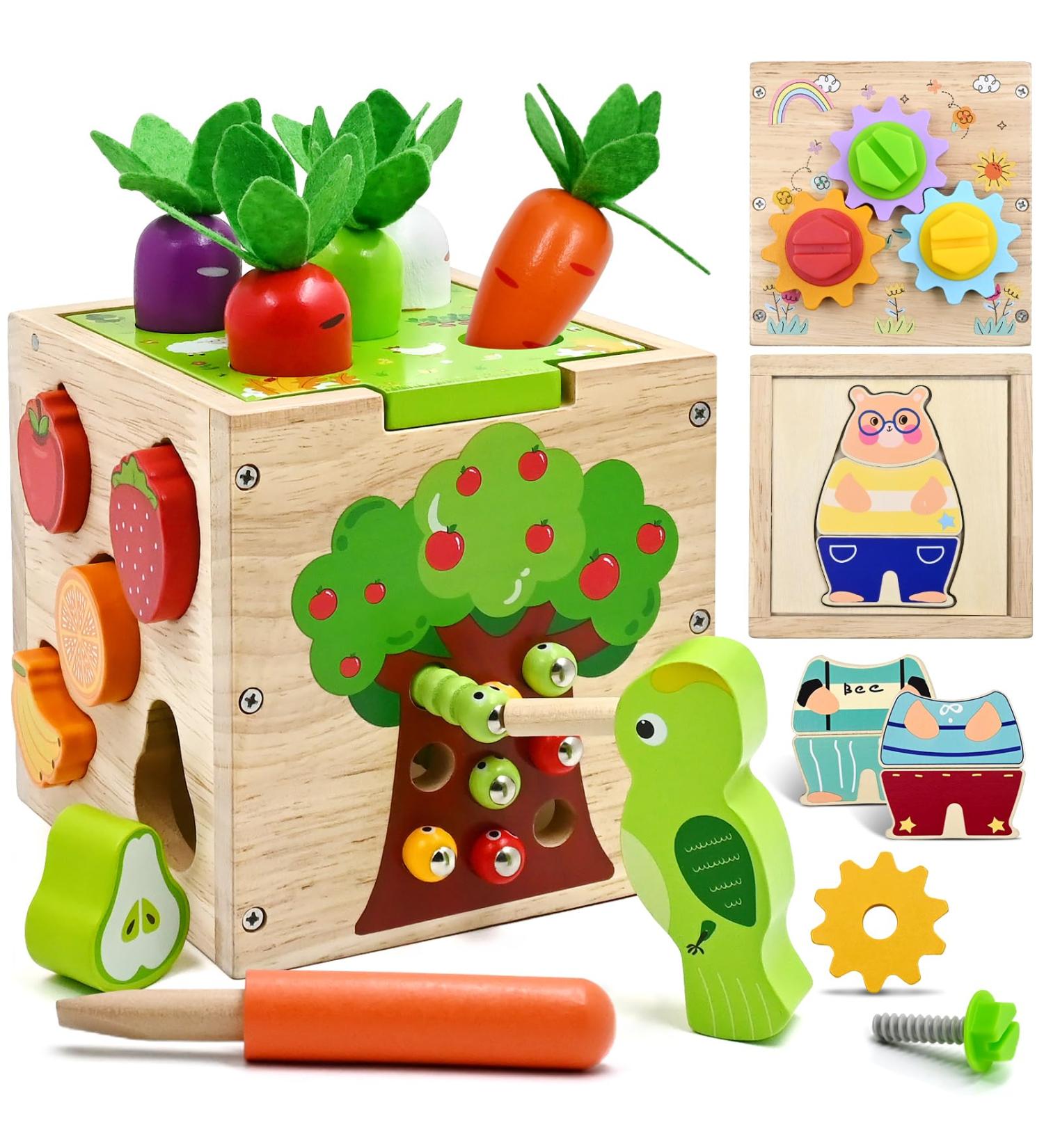 Motoric Cubes 5-in-1 Activity Toys for 1-3 Year Olds | Montessori Educational Wooden Activity Center | 49 PCS Gift for Kids 18 Months+ - Buy Online on GoSupps.com