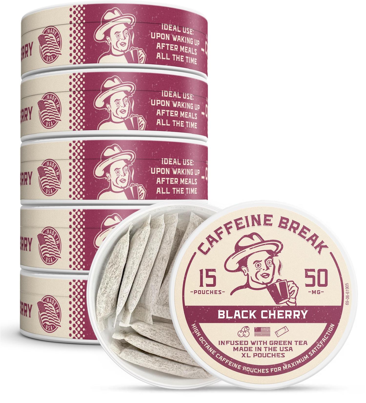 ALP Supply Co - Caffeine Break Black Cherry Caffeine Pouches - Smooth Black Cherry Flavor - Clean Bold Energy Anytime - Made in USA - 50mg per pouch - 15 Pouches - Buy Online on GoSupps.com