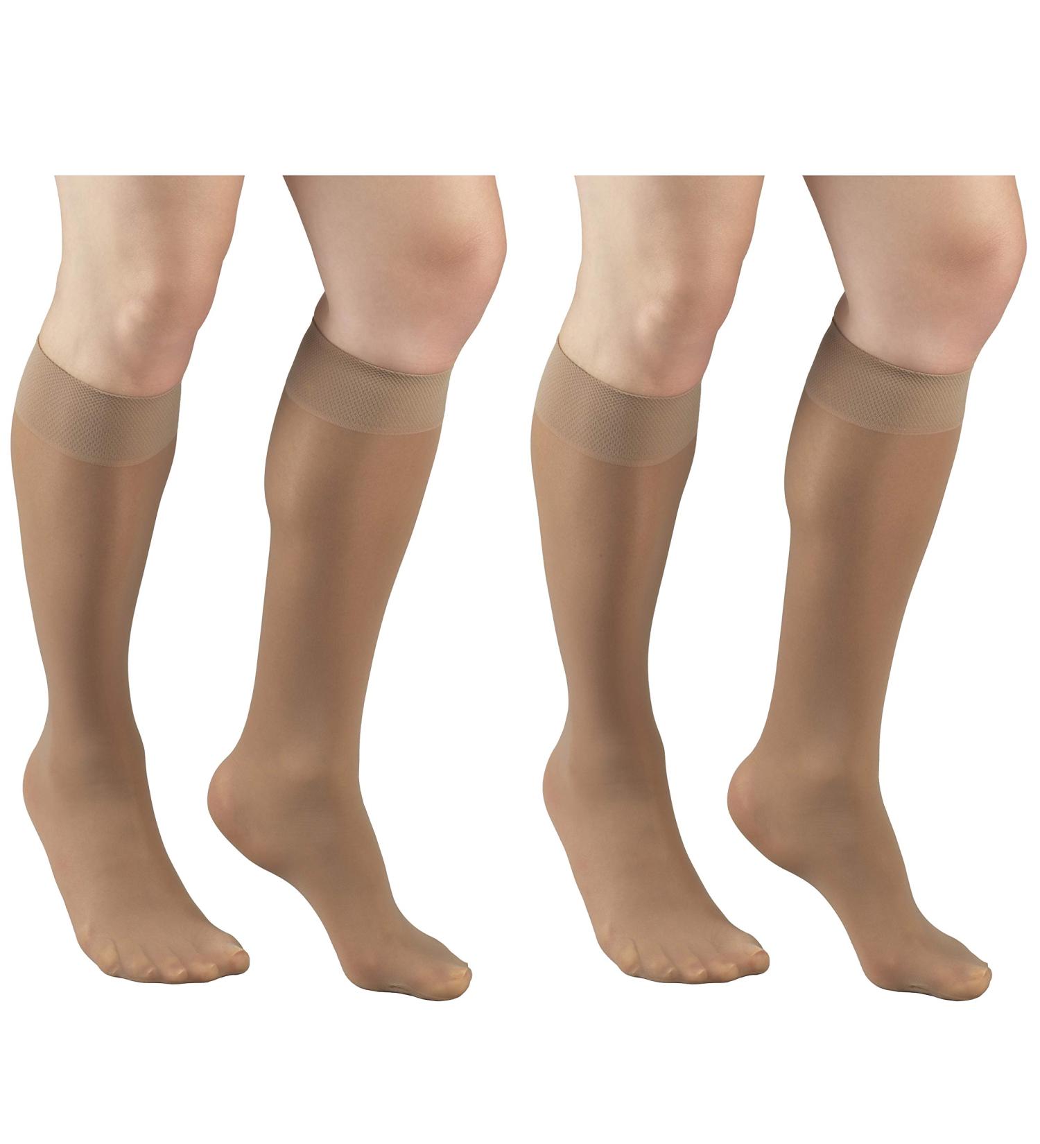 Truform Compression Knee High Stockings 8-15 mmHg - Beige Large (2 Pack) for Optimal Support & Style - Buy Online on GoSupps.com