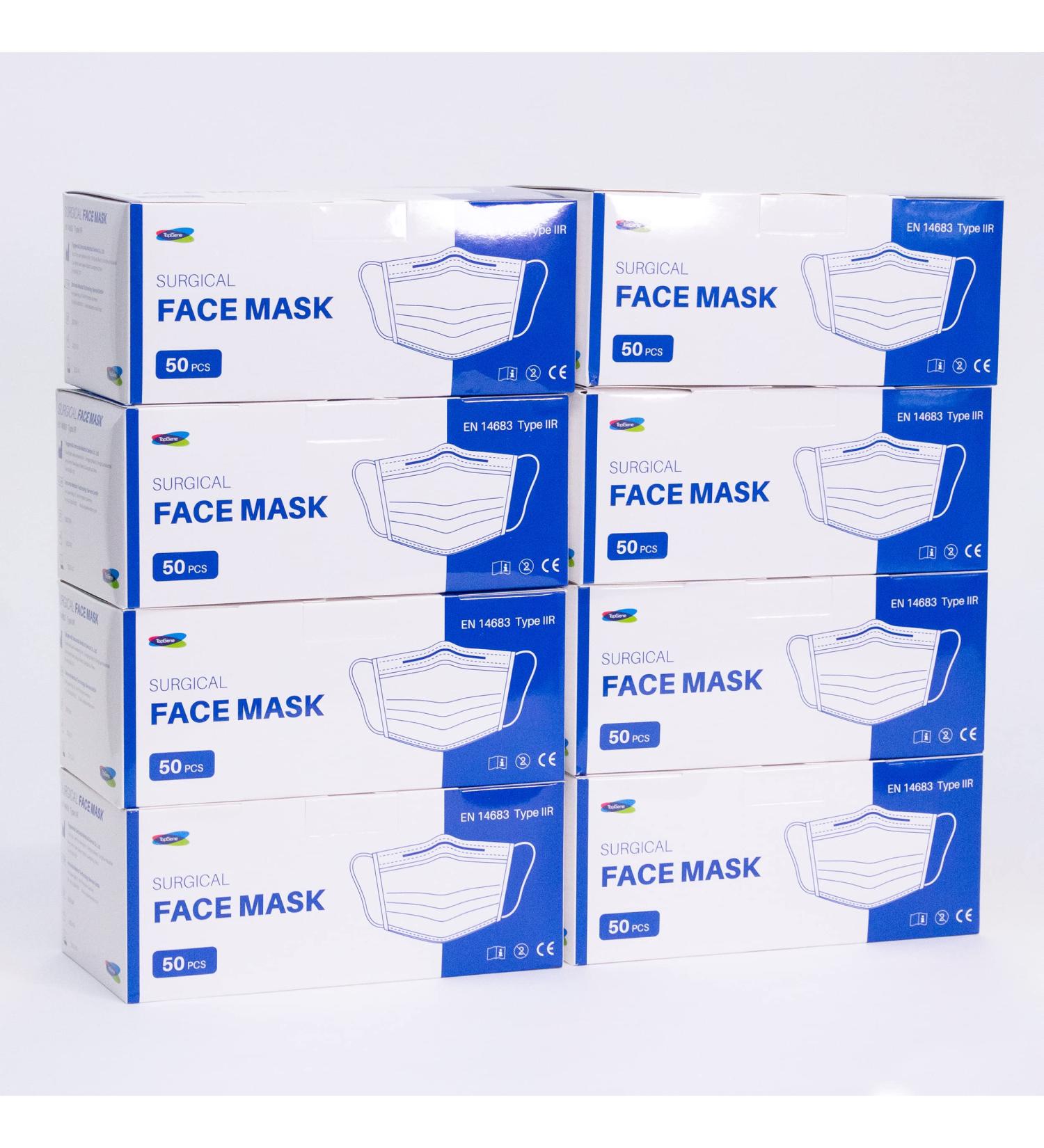 Show-me Type IIR fluid resistant surgical Face Masks Disposable Face Masks For Everyday Use Essential Face Mask For Bacterial protection Pack of 400 Colour - White One Size 8 count (Pack of 50) - Buy Online on GoSupps.com