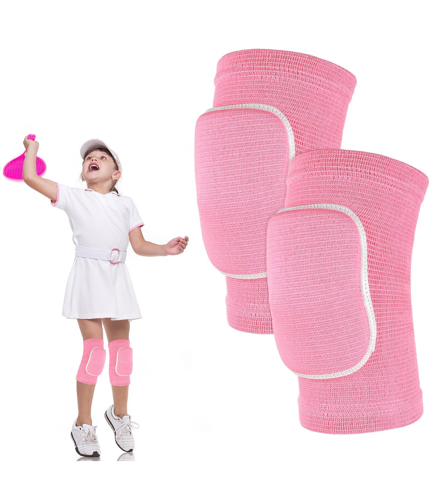 Knee Pads for Kids (Ages 7-12) - Thick Sponge Anti-Slip Support for Volleyball Dance Yoga Running & Climbing - Pink - Buy Online on GoSupps.com