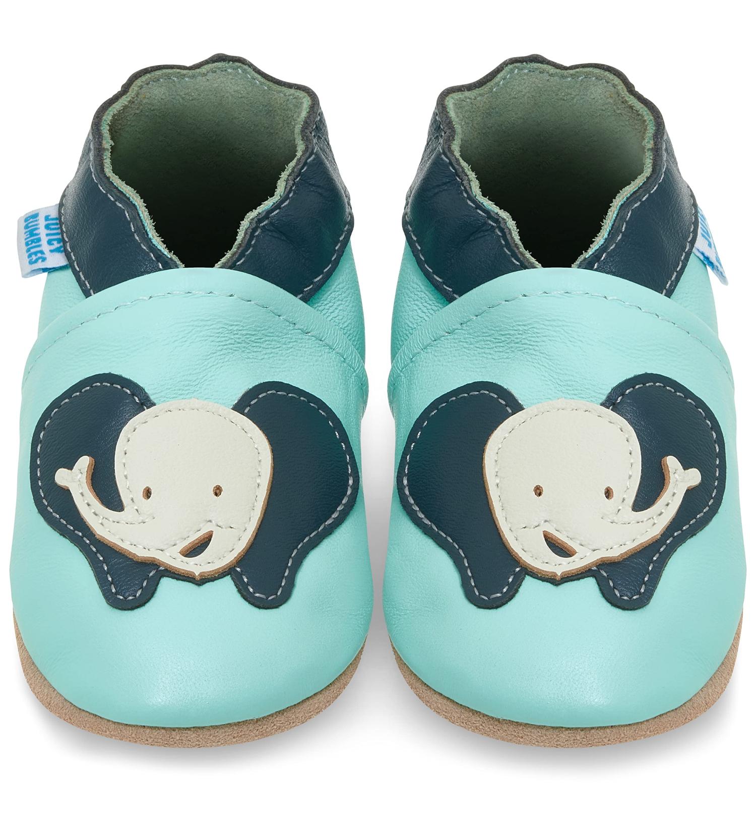Soft Sole Baby Shoes for 0-6 Months | Leather Toddler Shoes with Happy Elephant Design - Buy Online on GoSupps.com