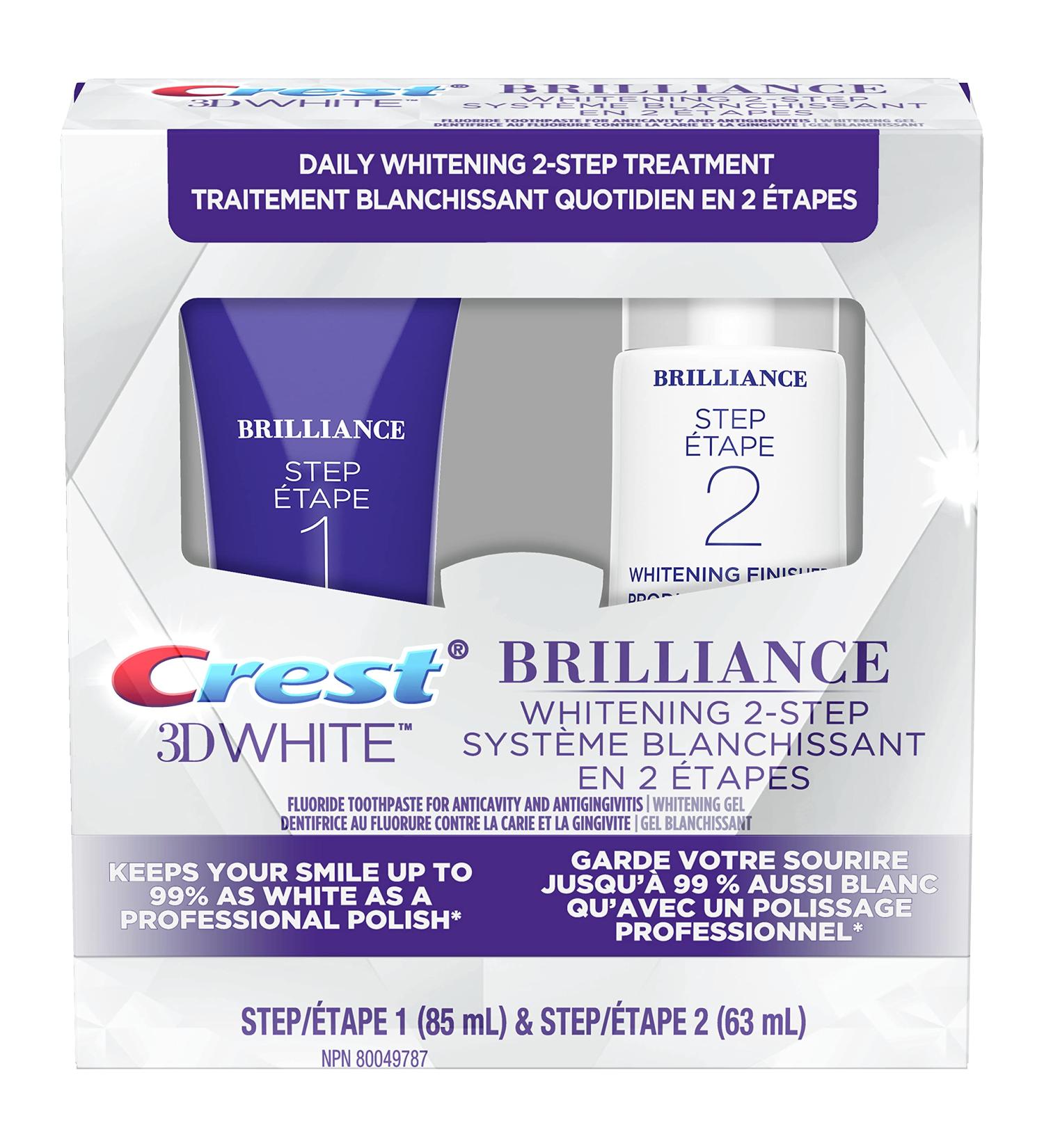 Crest 3D White Brilliance Toothpaste and Whitening Gel 2 Step System - 85 ml and 63 ml Tubes packaging may vary - Buy Online on GoSupps.com