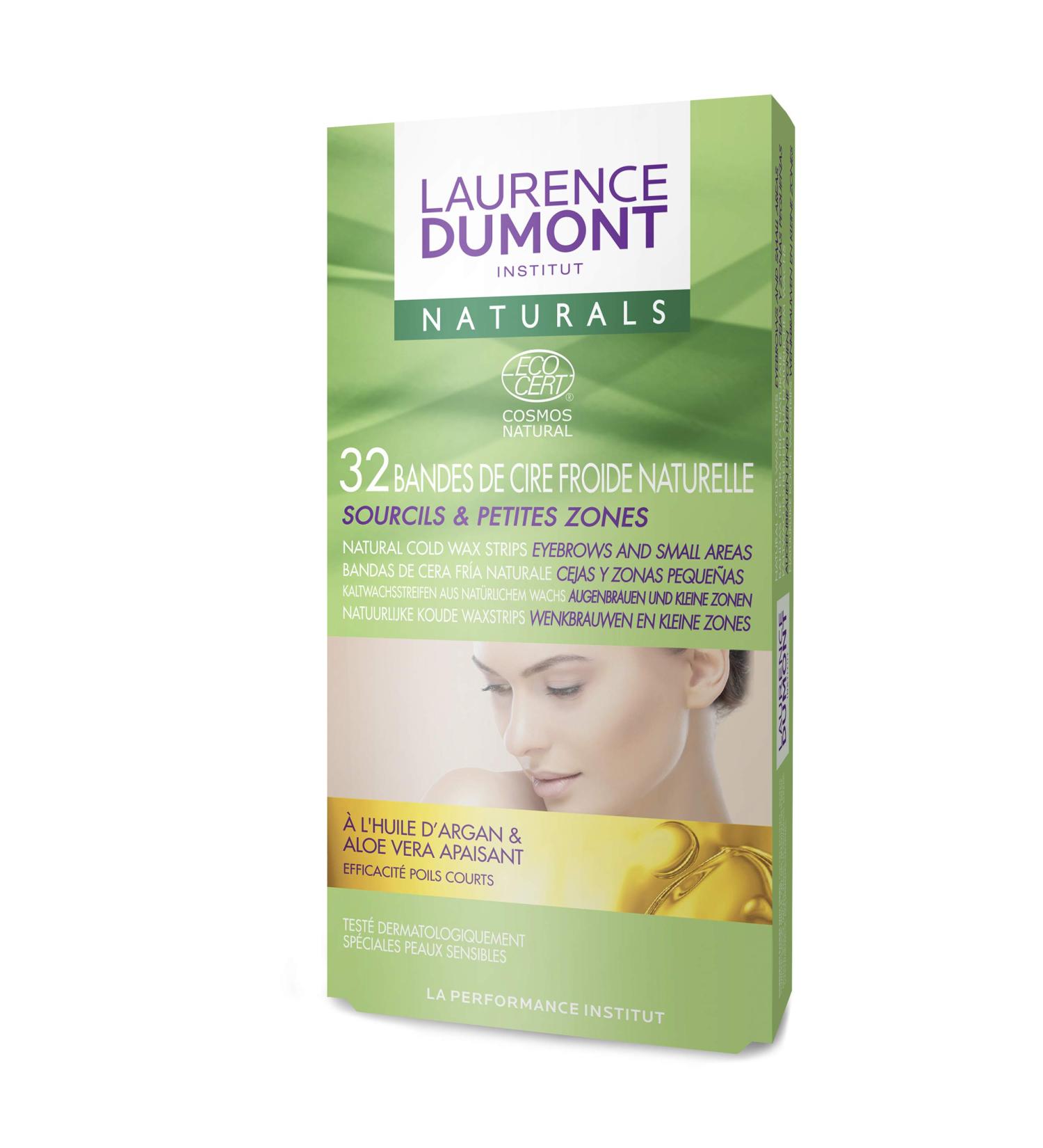 Laurence Dumont Institute 32 strips of natural cold wax with argan oil/aloe vera soothing eyebrows & small areas