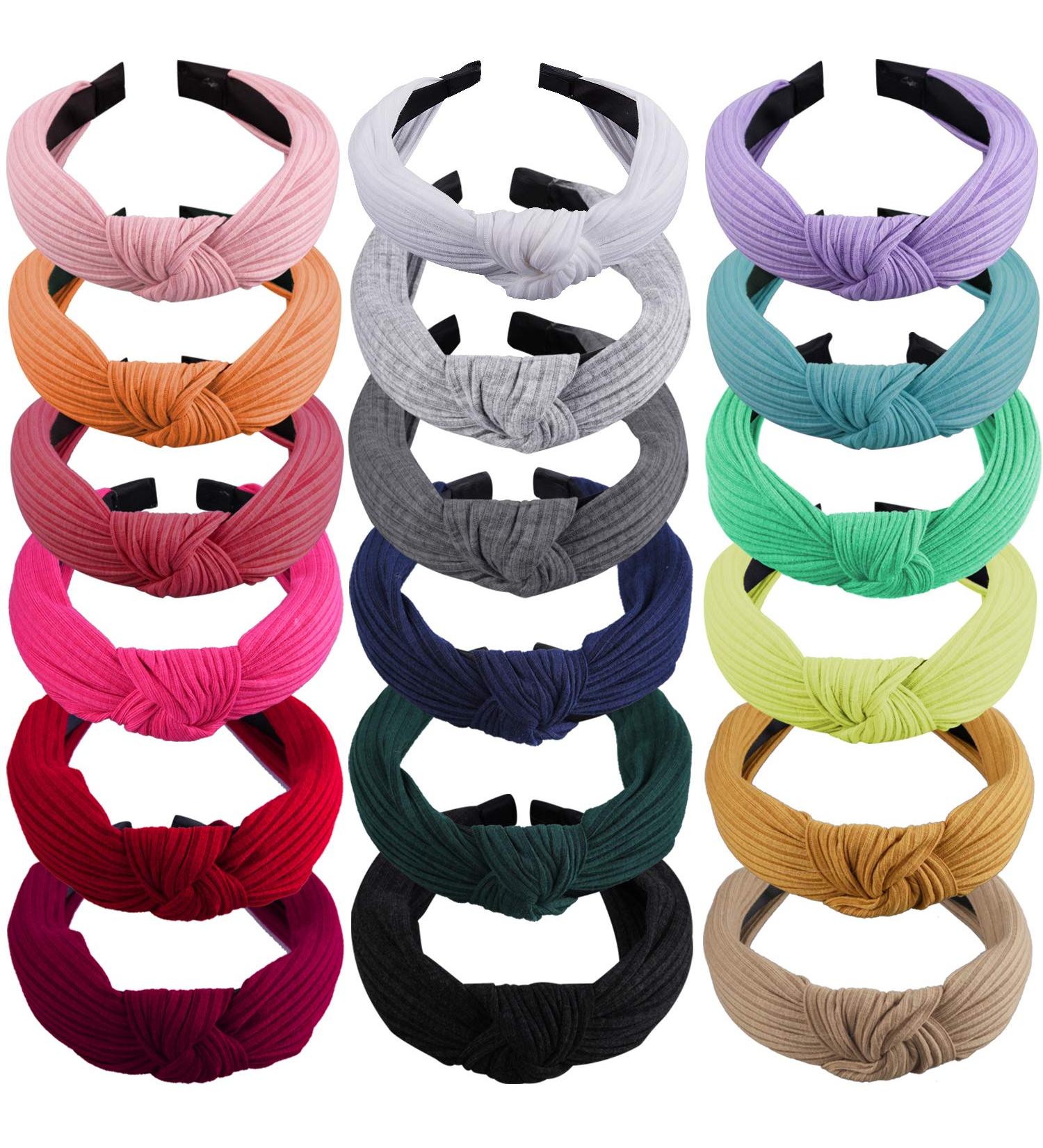 SIQUK 18-Piece Multicolored Top Knot Turban Headbands for Women - Buy Online on GoSupps.com