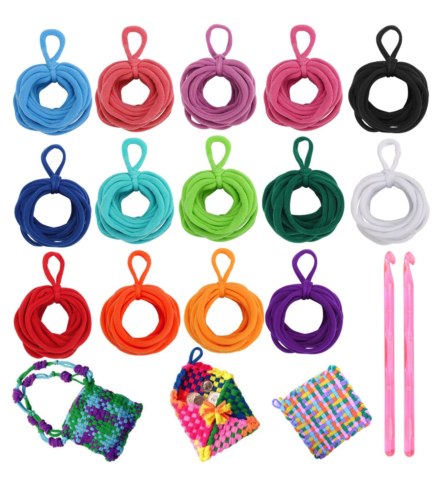 Windspeed 336 Pcs Loop Potholder Kit - 14 Colors Elastic Weaving Loom Loops for Kids DIY Crafts | Includes 2 Crochet Hooks - Buy Online on GoSupps.com