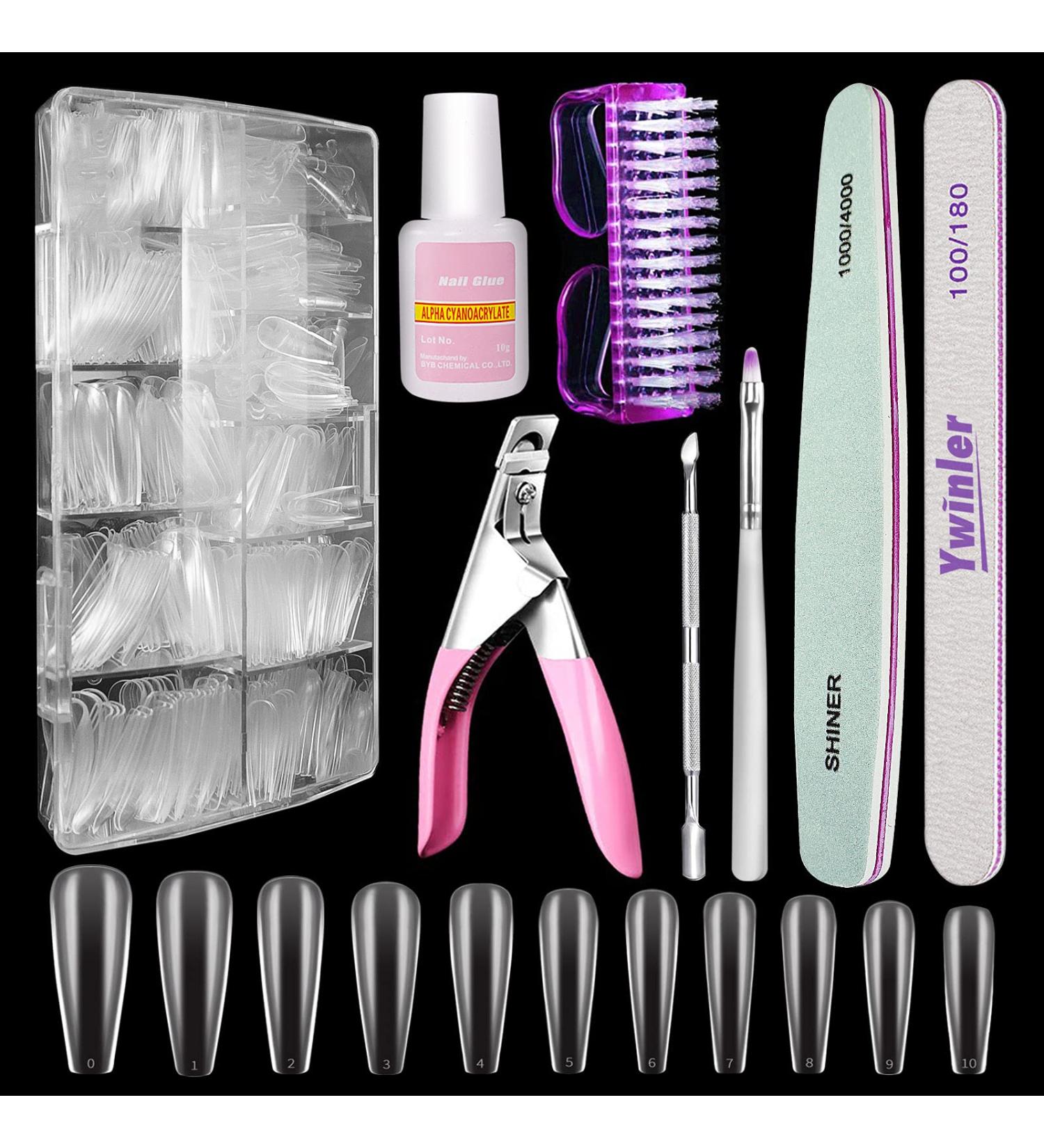 Buy Ywinler Artificial Long Coffin Nail Tips - False Nails with Box Clipper & File for Perfect Manicure - International Shipping Available - Buy Online on GoSupps.com