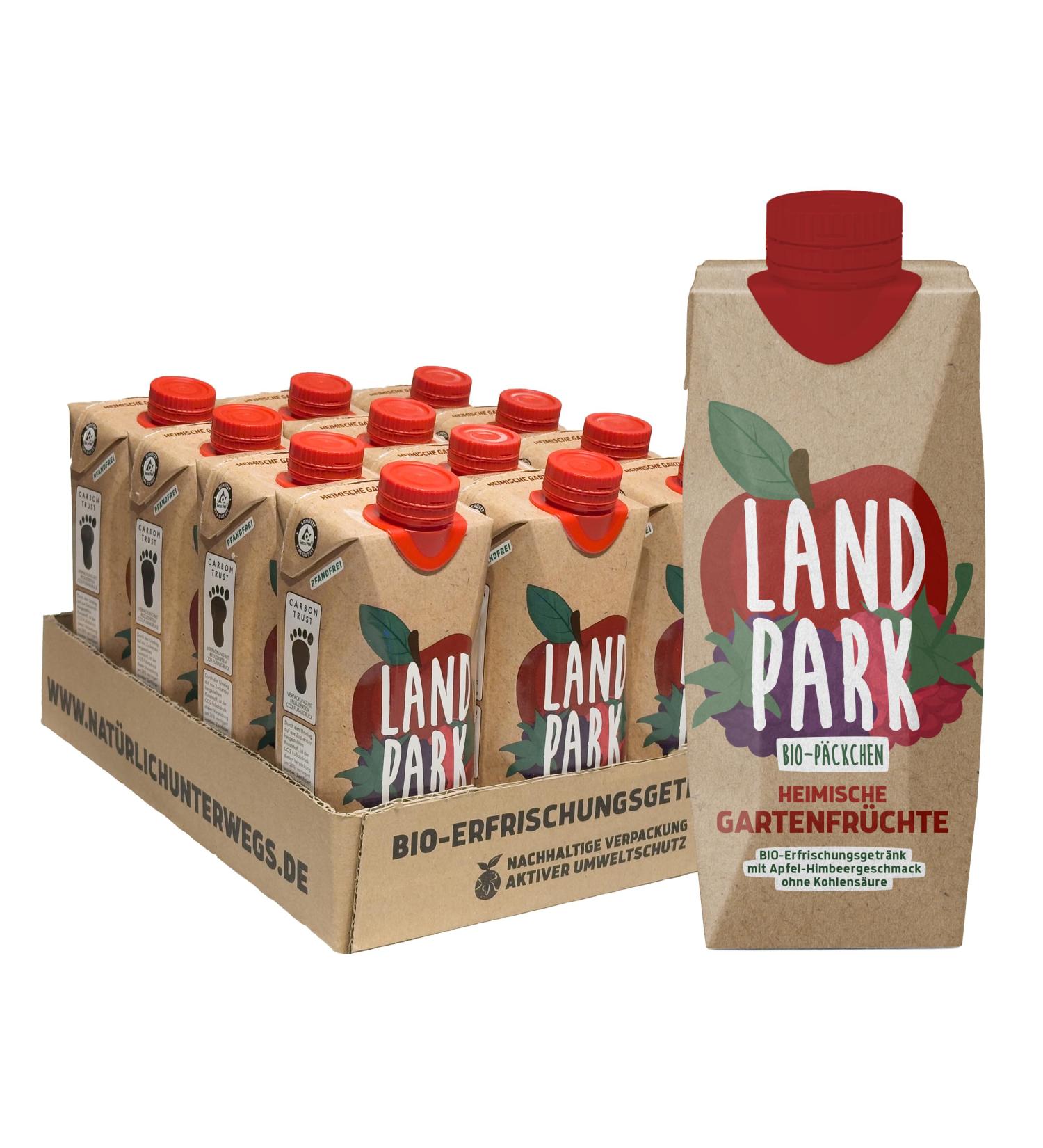 Landpark Bio-Refresher Drink - Apple Raspberry Flavor 12 x 0.5L Tetra Pak Non-Carbonated Pawpaw-Free Refreshing Garden Fruit Water - International Shipping Available - Buy Online on GoSupps.com