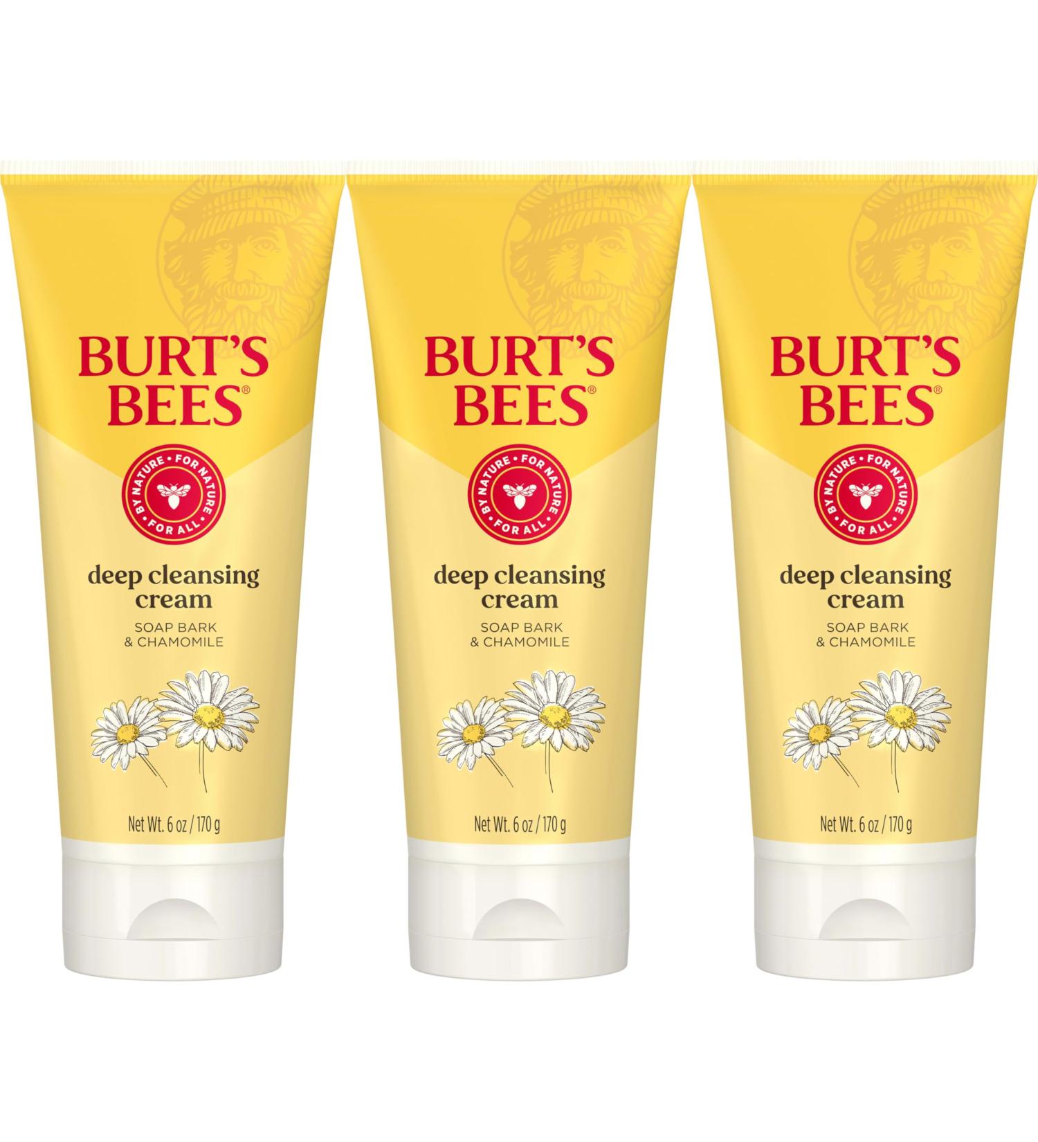 Burt's Bees Face Wash Deep Facial Cleansing Cream College Back to School Dorm Essentials All Natural Cleanser with Chamomile 6 Ounce (Pack of 3) (Packaging May Vary) - Buy Online on GoSupps.com