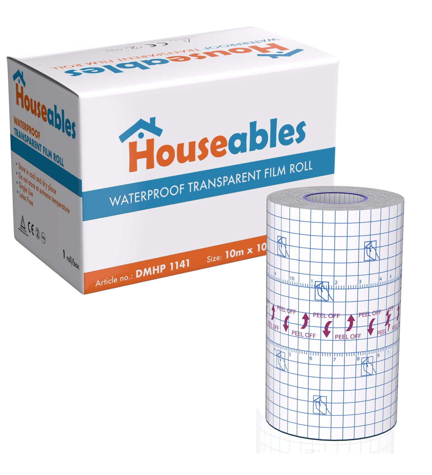 Houseables Waterproof Tattoo Bandage Roll 4x 11 Yards - Clear Adhesive Dressing Wrap for Aftercare, Healing, and Recovery - Transparent Wound Film & Skin Shield - Buy Online on GoSupps.com