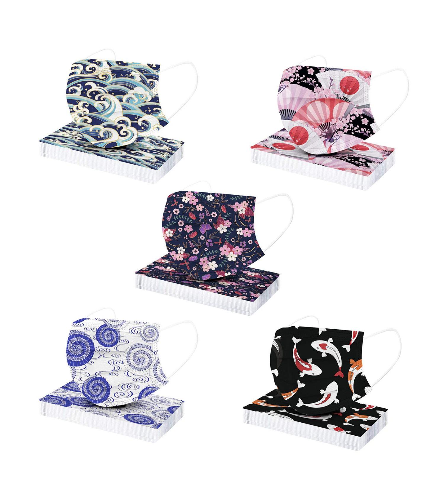 Goddess Accent 50 Pack Disposable Face_Mask Cute Floral Tie Dye Printed Protection for Adults Women - Buy Online on GoSupps.com