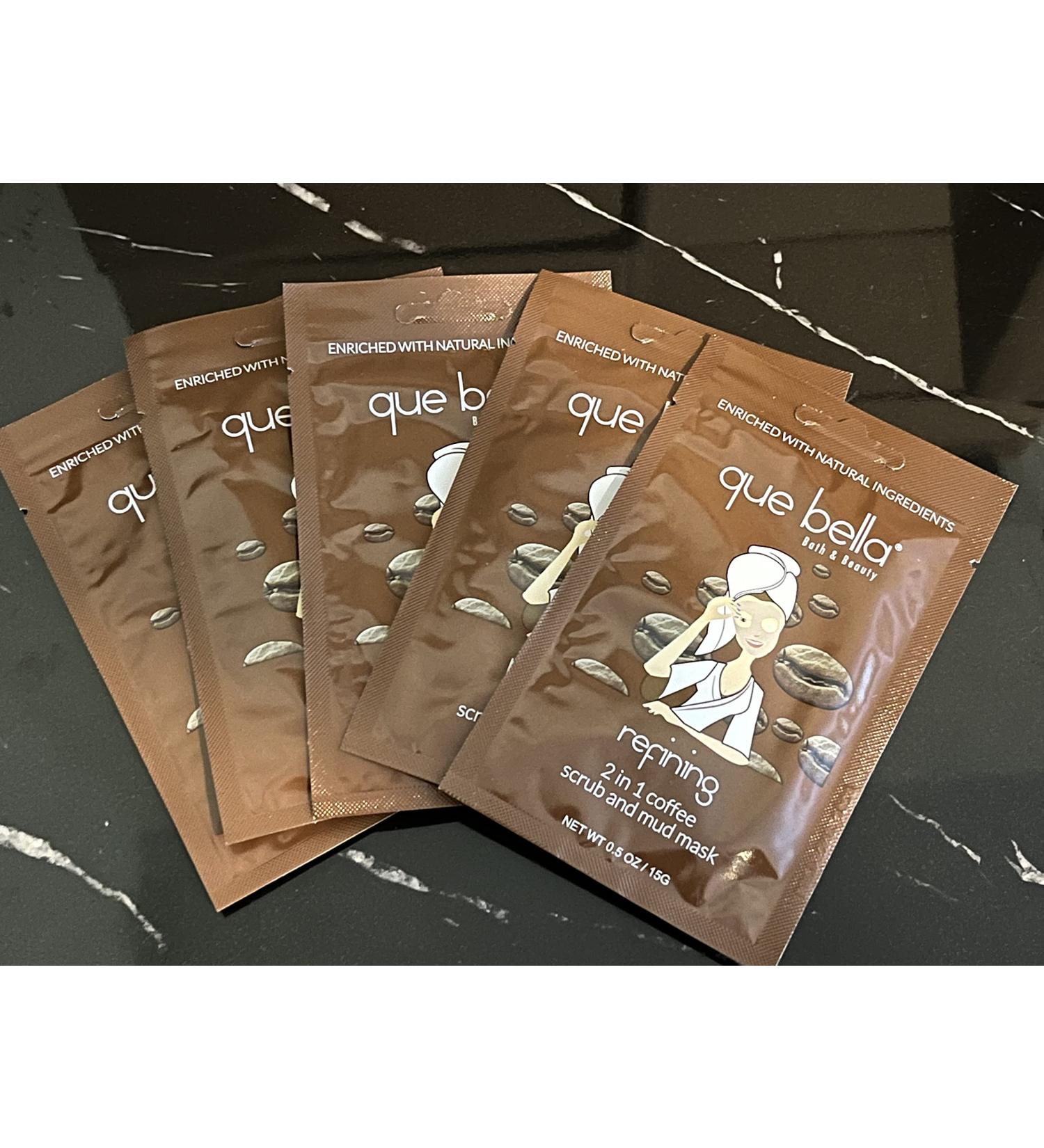 5-Pack of Que Bella Refining 2-in-1 Coffee Scrub and Mud Facial Masks