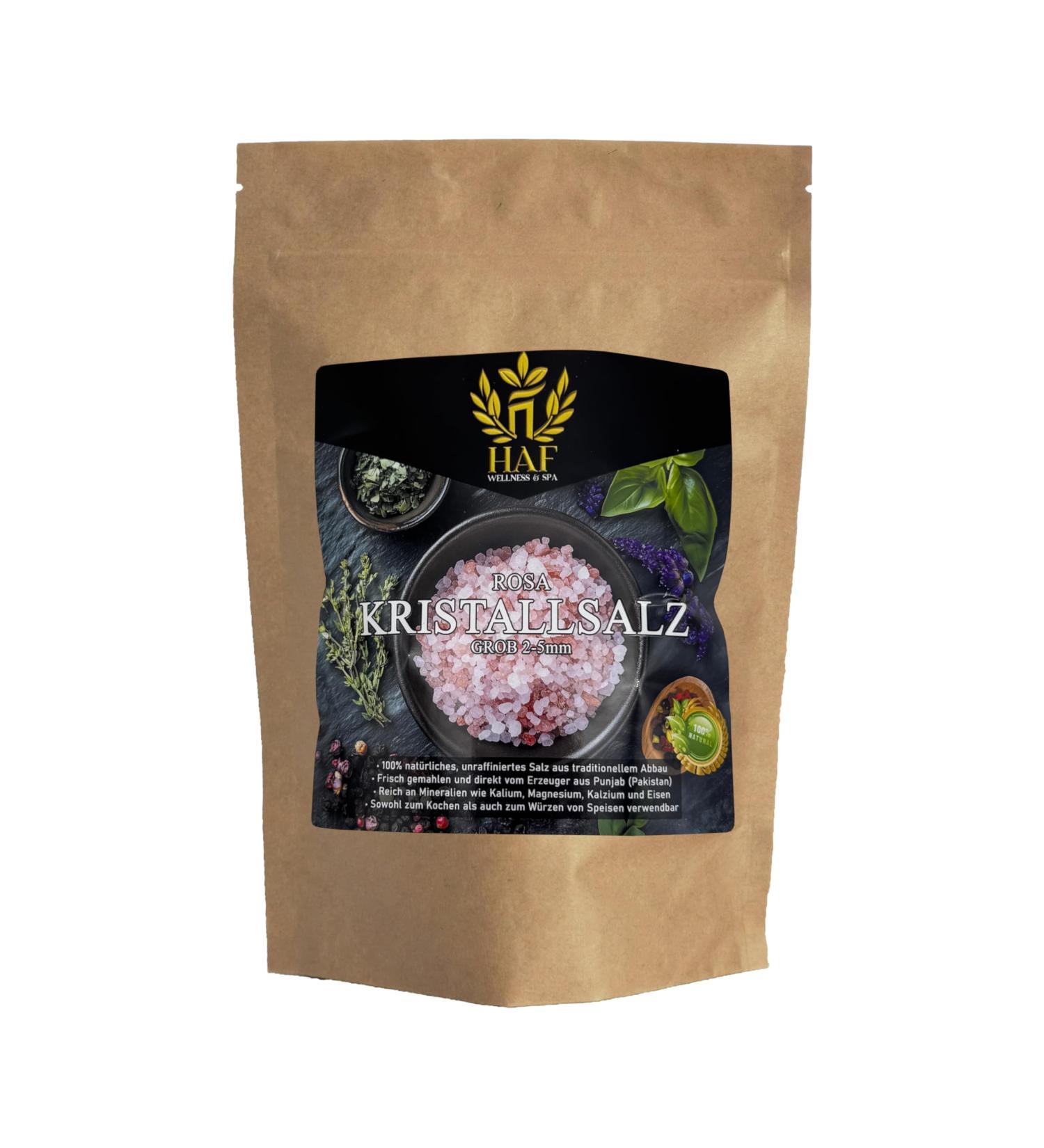  HAF HAF 1 x 500g Pink Crystalline Salt 2-5mm - 100% Natural Unrefined from Pakistan Rich in Minerals Ideal for Cooking Seasoning and Salt Mills Hand Extracted and - Buy Online on GoSupps.com