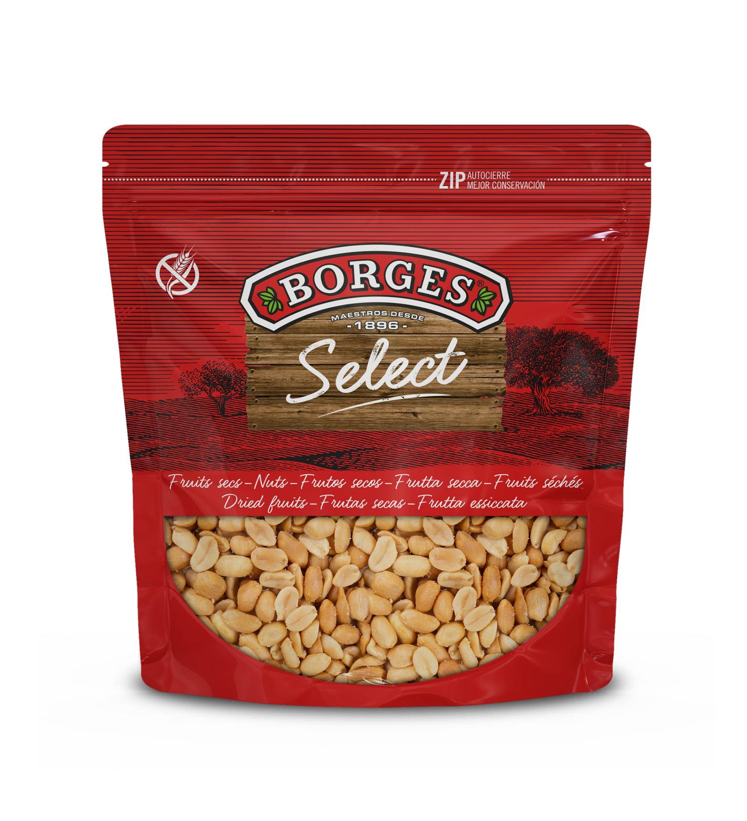 Borges Borges - Fried and salted shelled peanuts Borges Selection - With high phosphorus potassium fiber calcium and iron content - Gluten-free dried fruit - 1 kg.