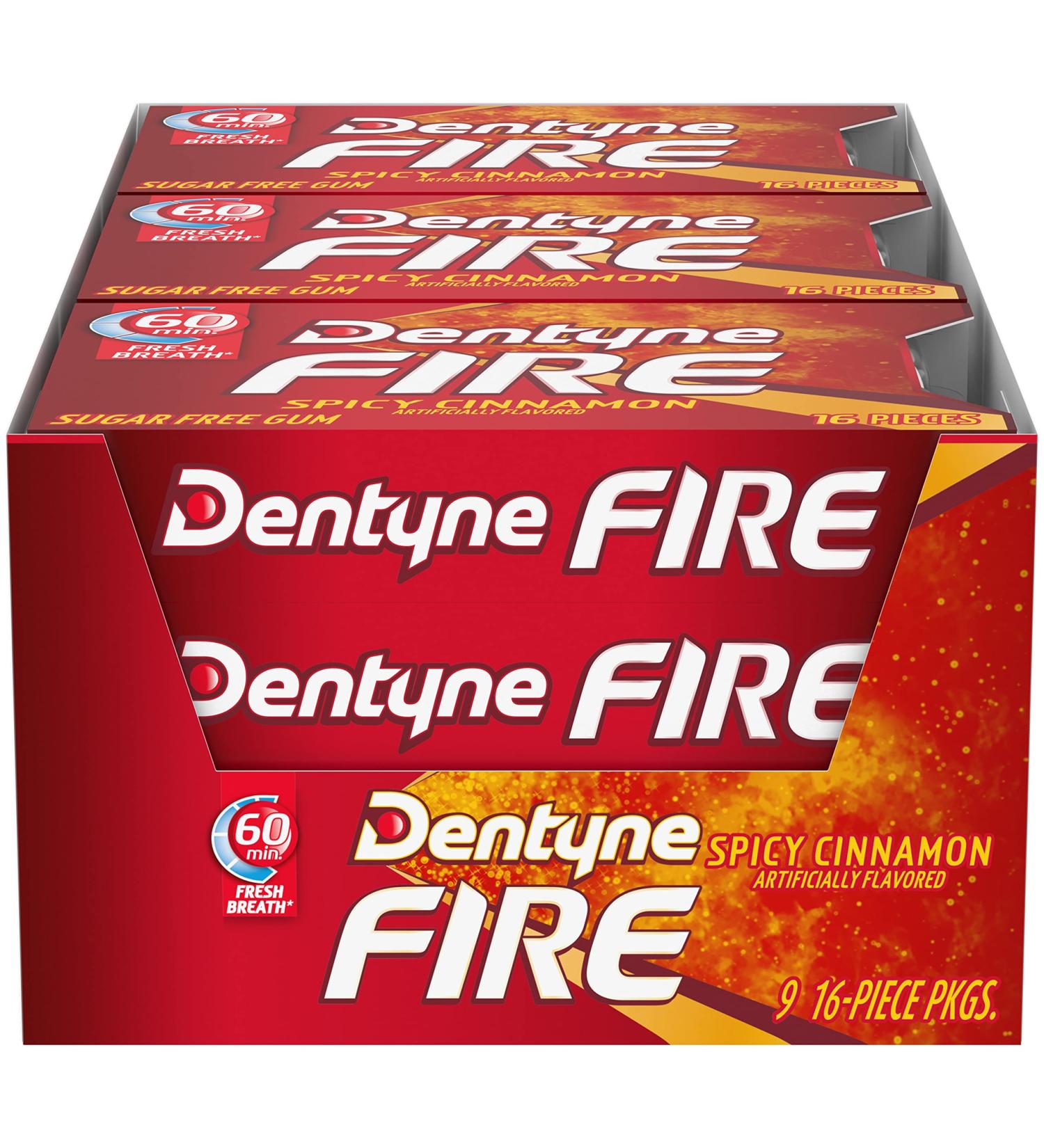Dentyne Fire Spicy Cinnamon Sugar Free Gum - Pack of 9 (144 Pieces) - Buy Online on GoSupps.com
